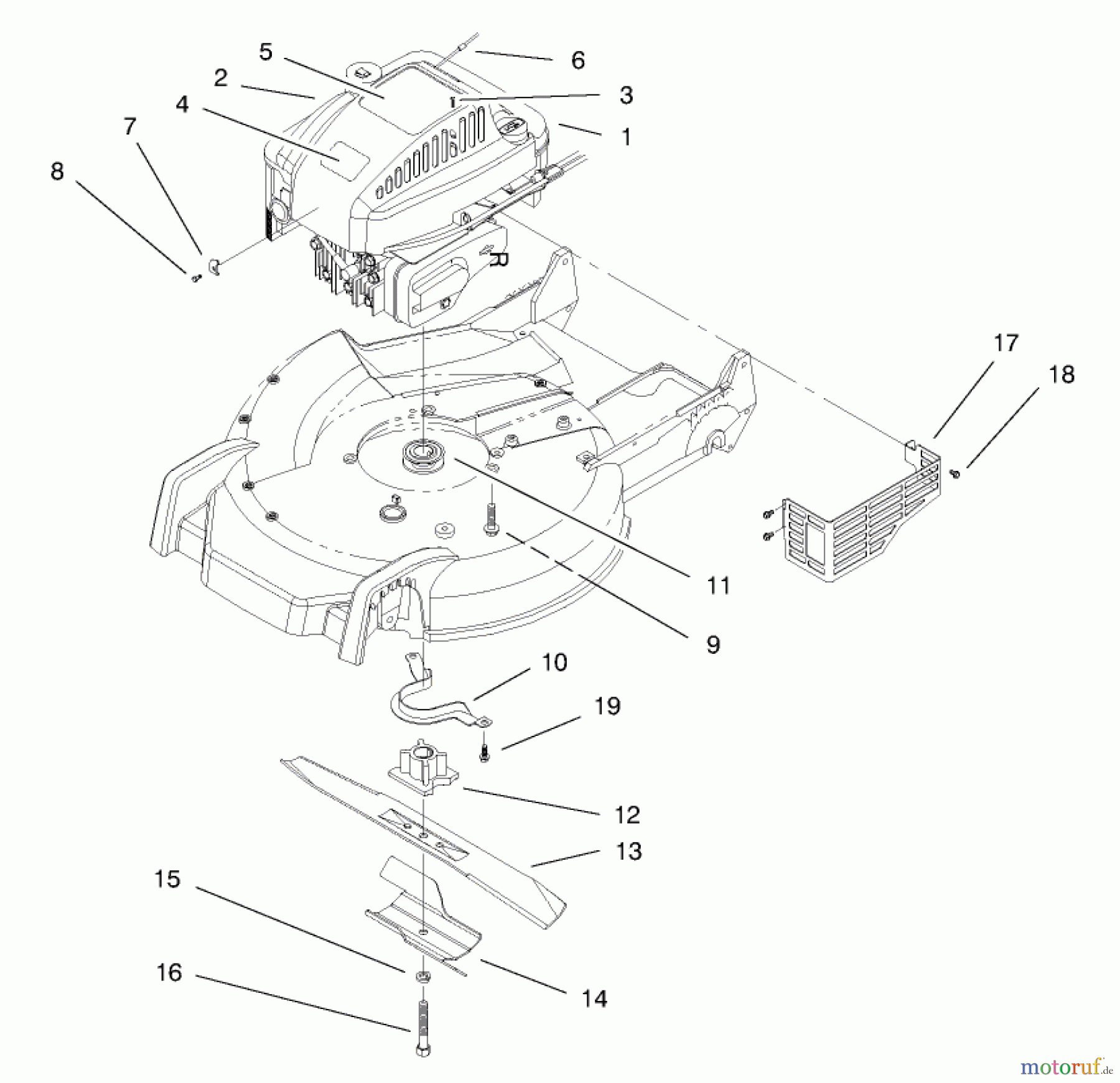 Toro Neu Mowers, Walk-Behind Seite 1 20480 - Toro Super Recycler Lawnmower, 1997 (7900001-7999999) ENGINE ASSEMBLY