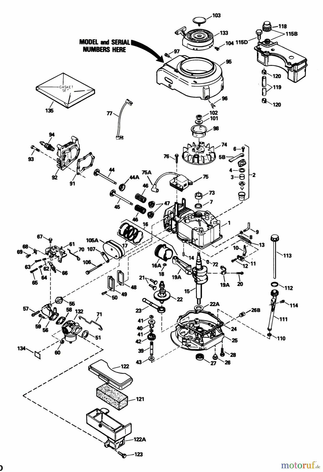  Toro Neu Mowers, Walk-Behind Seite 1 20532 - Toro Lawnmower, 1989 (9000001-9999999) ENGINE MODEL NO. TVS105-53113F