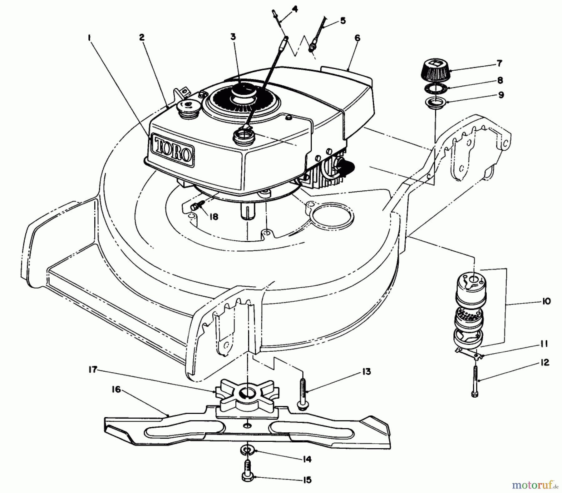  Toro Neu Mowers, Walk-Behind Seite 1 20577 - Toro Lawnmower, 1985 (5000001-5999999) ENGINE ASSEMBLY