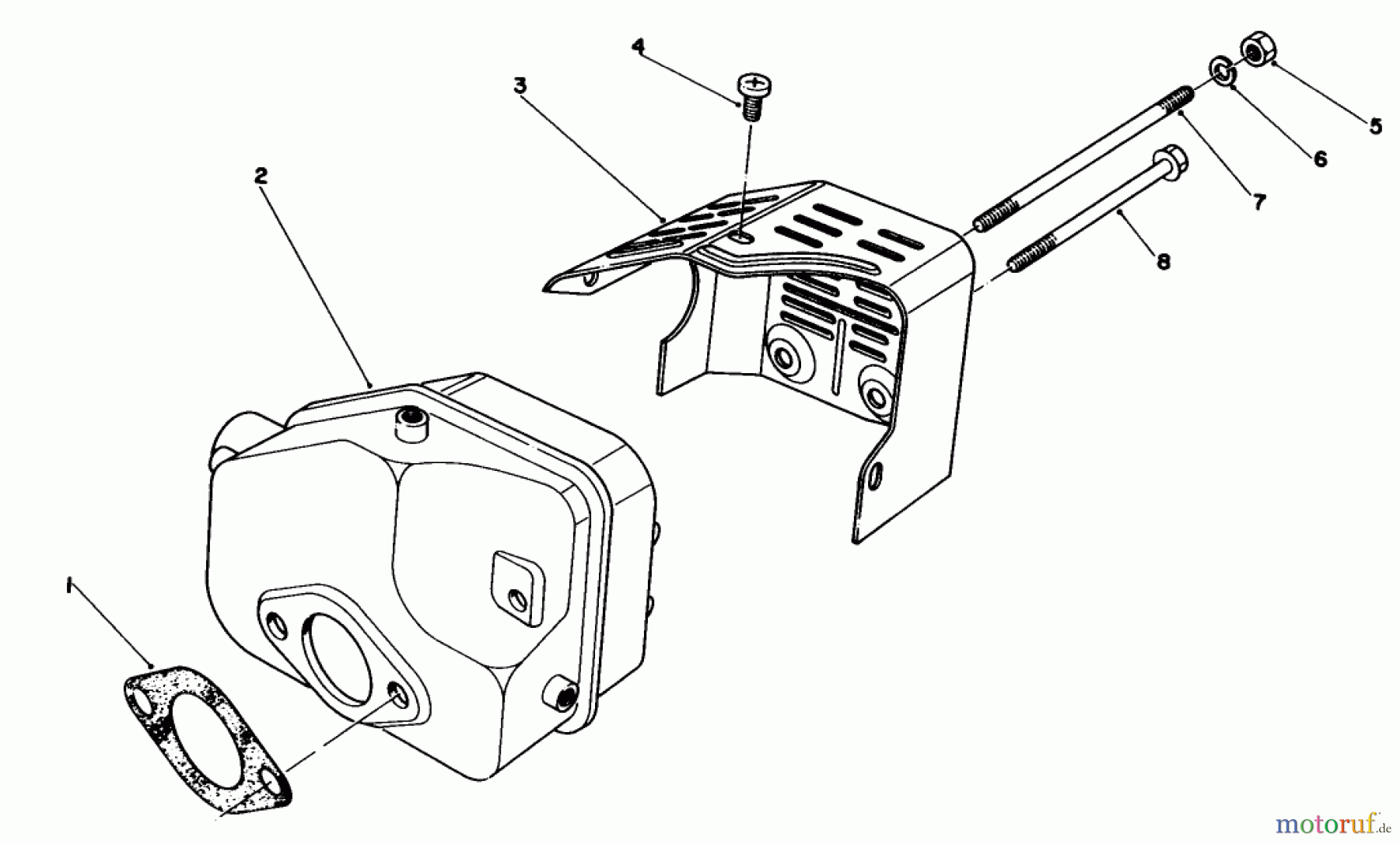  Toro Neu Mowers, Walk-Behind Seite 1 20581 - Toro Lawnmower, 1983 (3000001-3999999) MUFFLER ASSEMBLY
