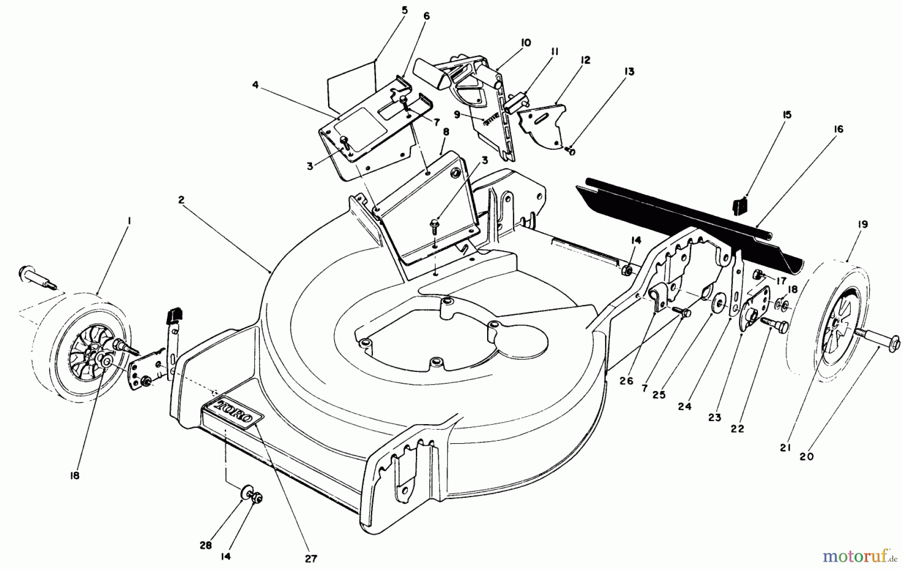 Toro Neu Mowers, Walk-Behind Seite 1 20586 - Toro Lawnmower, 1989 (9000001-9999999) HOUSING ASSEMBLY