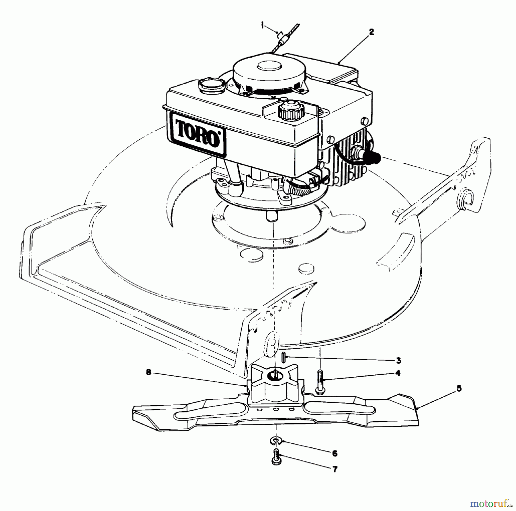  Toro Neu Mowers, Walk-Behind Seite 1 20588 - Toro Lawnmower, 1987 (7000001-7999999) ENGINE ASSEMBLY