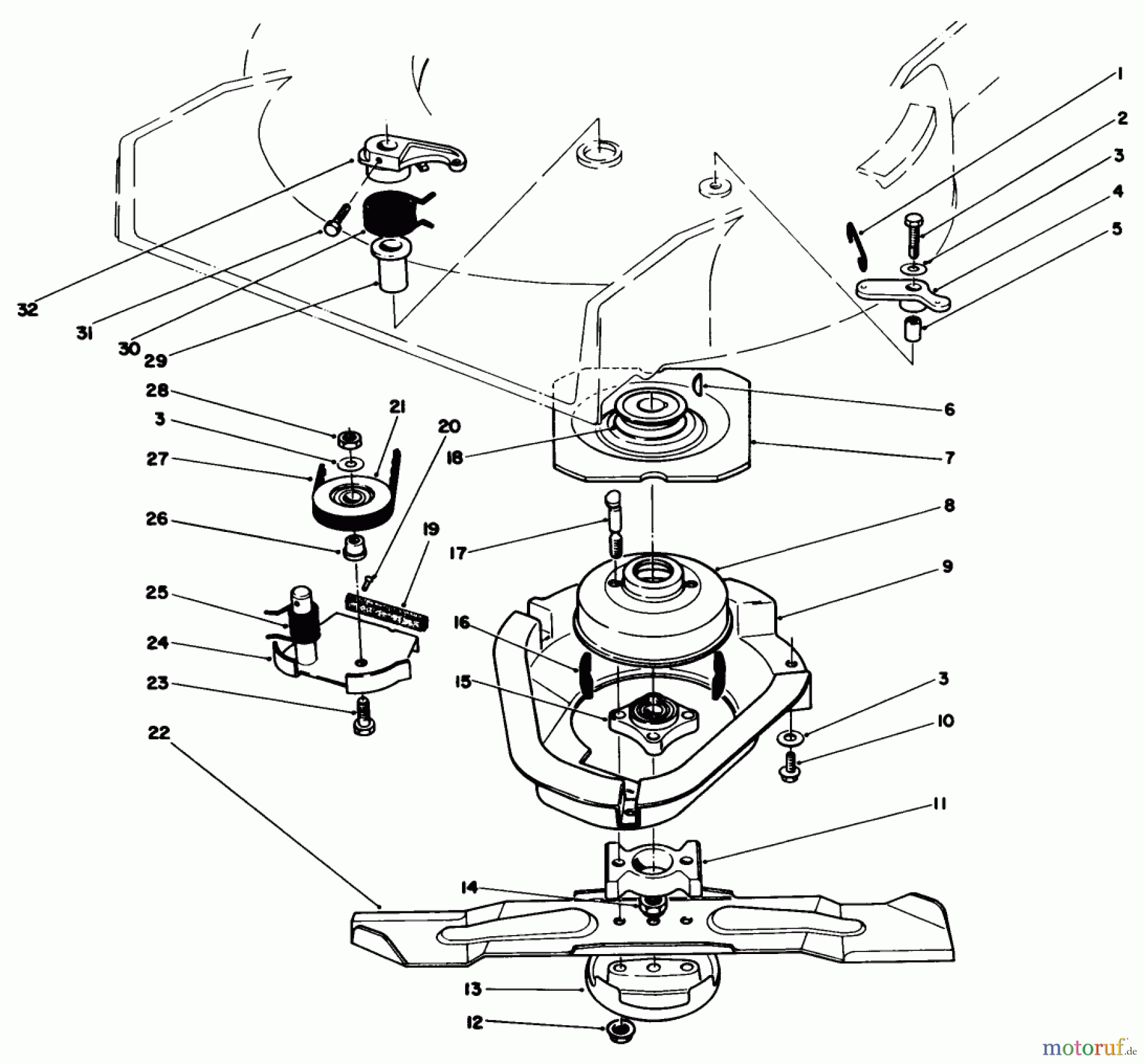  Toro Neu Mowers, Walk-Behind Seite 1 20624 - Toro Lawnmower, 1987 (7000001-7999999) BLADE & BRAKE CLUTCH ASSEMBLY