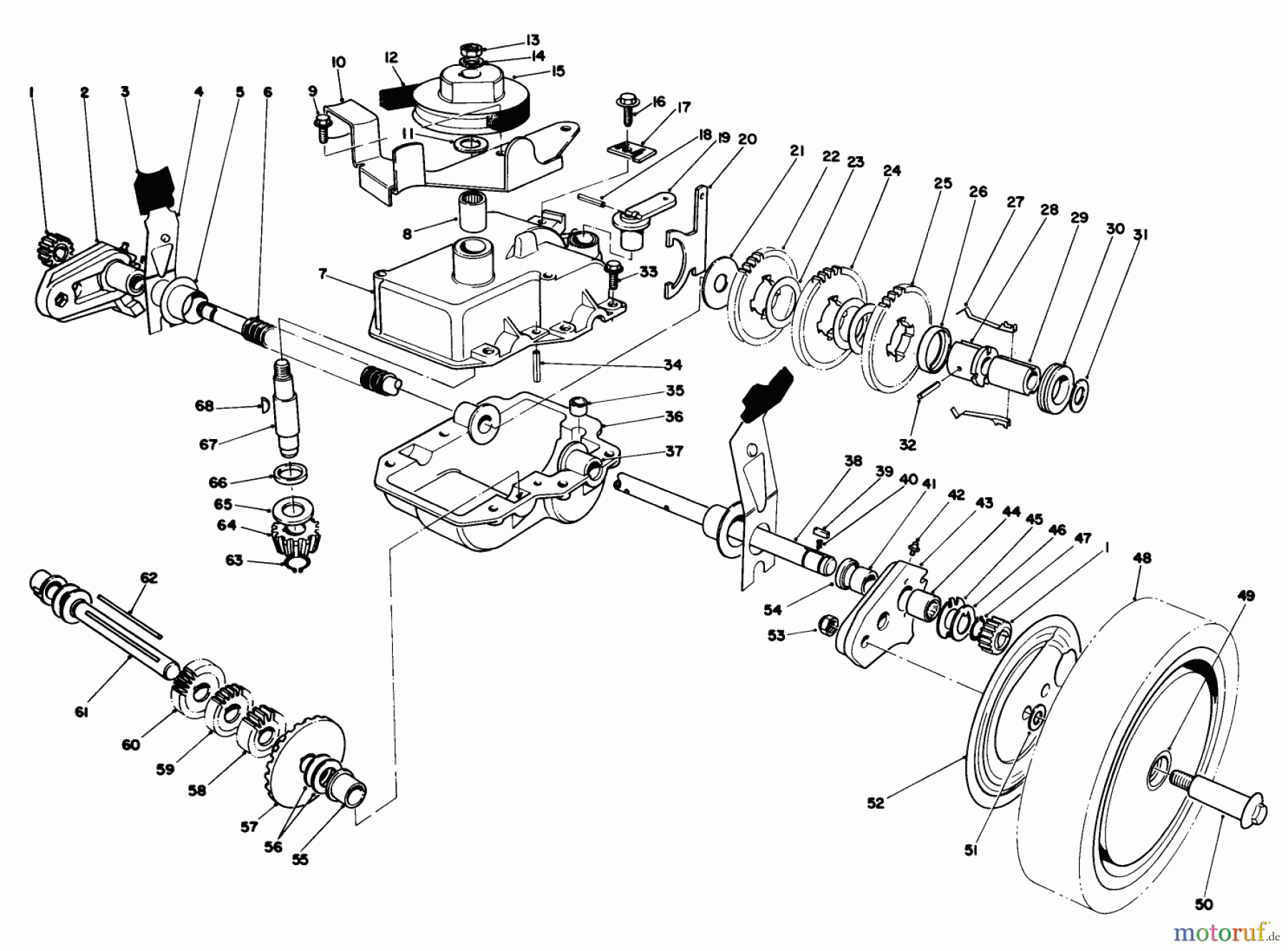  Toro Neu Mowers, Walk-Behind Seite 1 20680 - Toro Lawnmower, 1986 (6000001-6999999) GEAR CASE ASSEMBLY