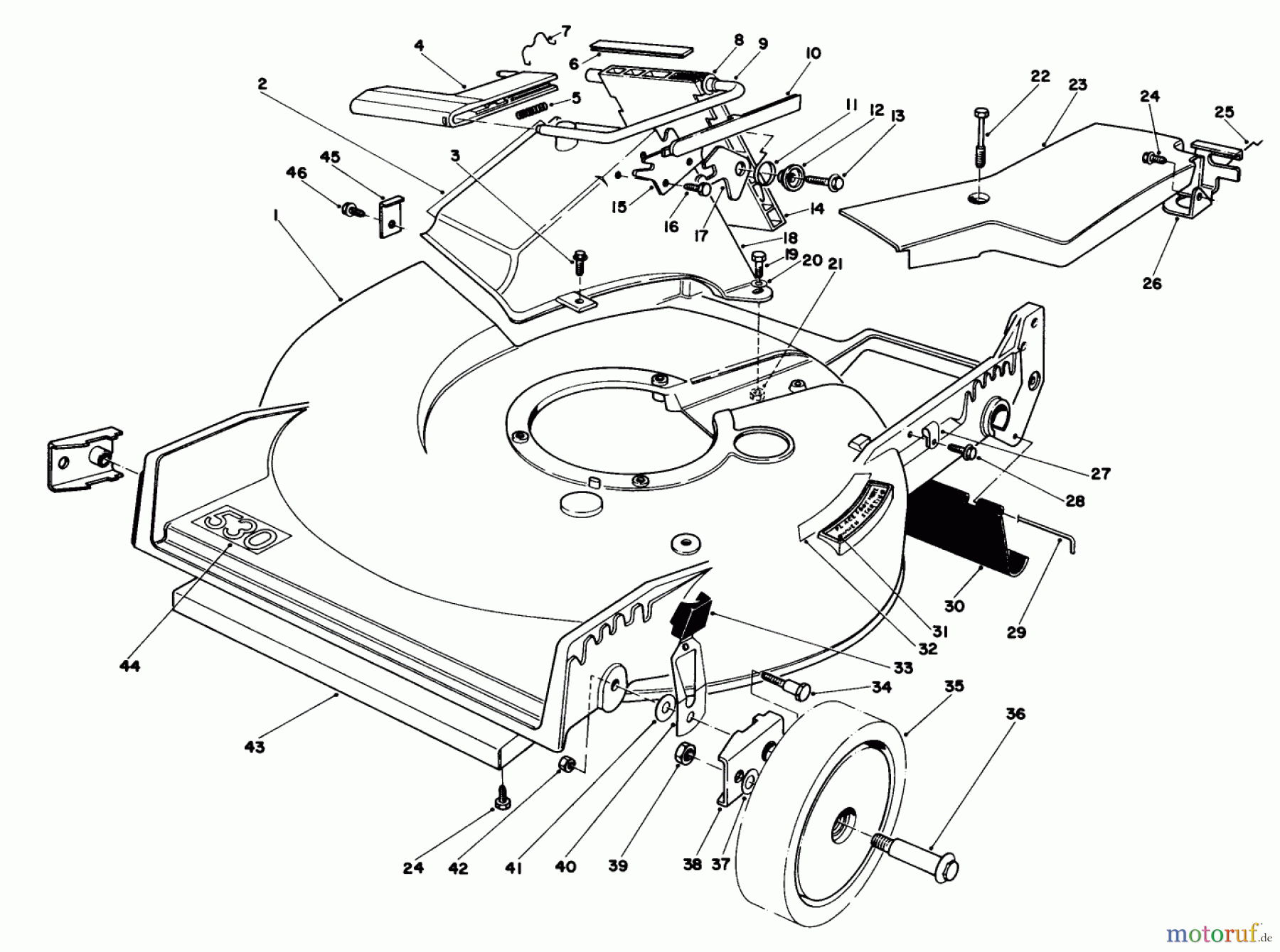  Toro Neu Mowers, Walk-Behind Seite 1 20705 - Toro Lawnmower, 1983 (3000001-3999999) HOUSING ASSEMBLY