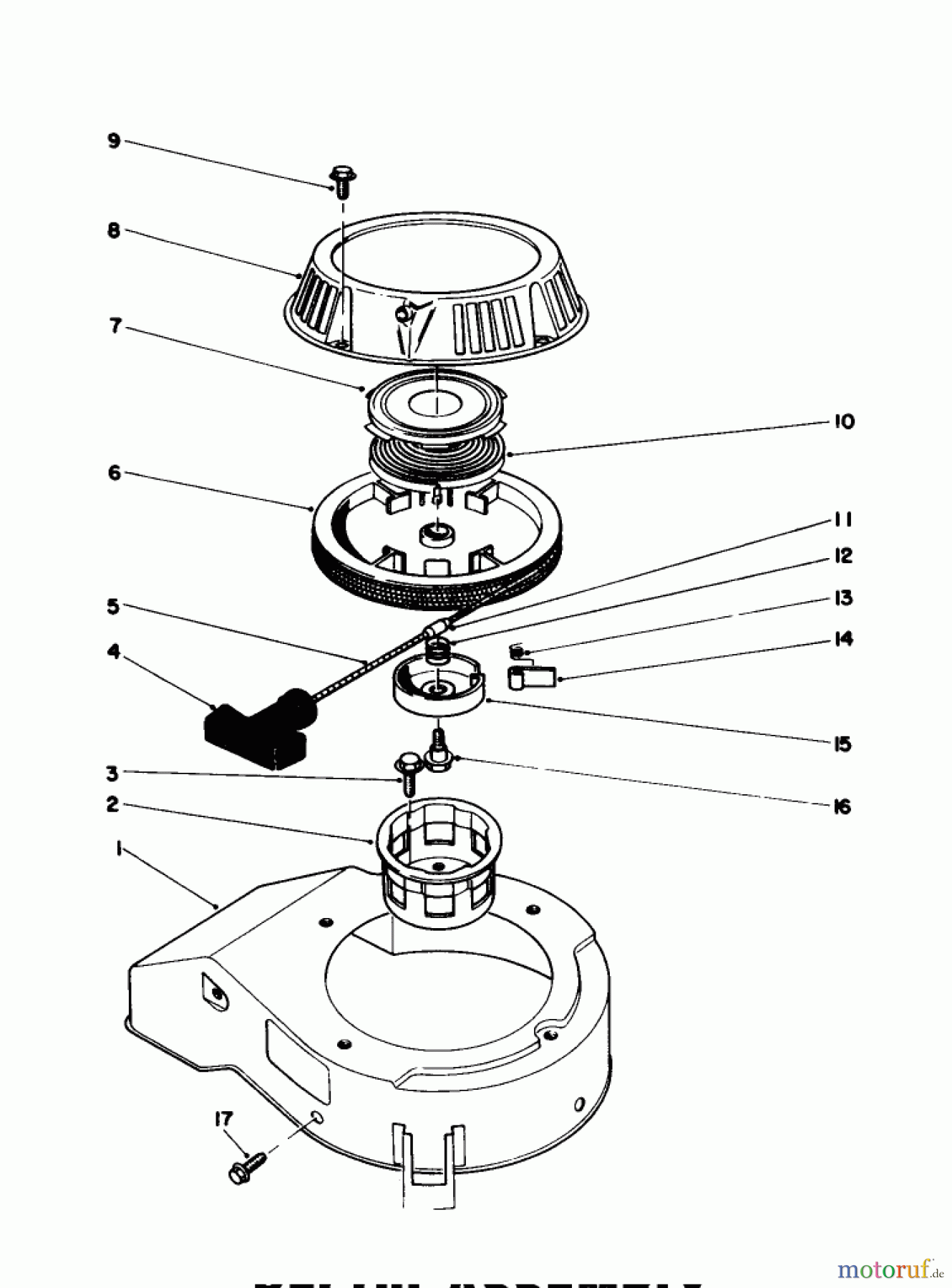  Toro Neu Mowers, Walk-Behind Seite 1 20745C - Toro Lawnmower, 1988 (8000001-8999999) RECOIL ASSEMBLY (ENGINE NO. 47PH7) (ENGINE NO. 47PG6)