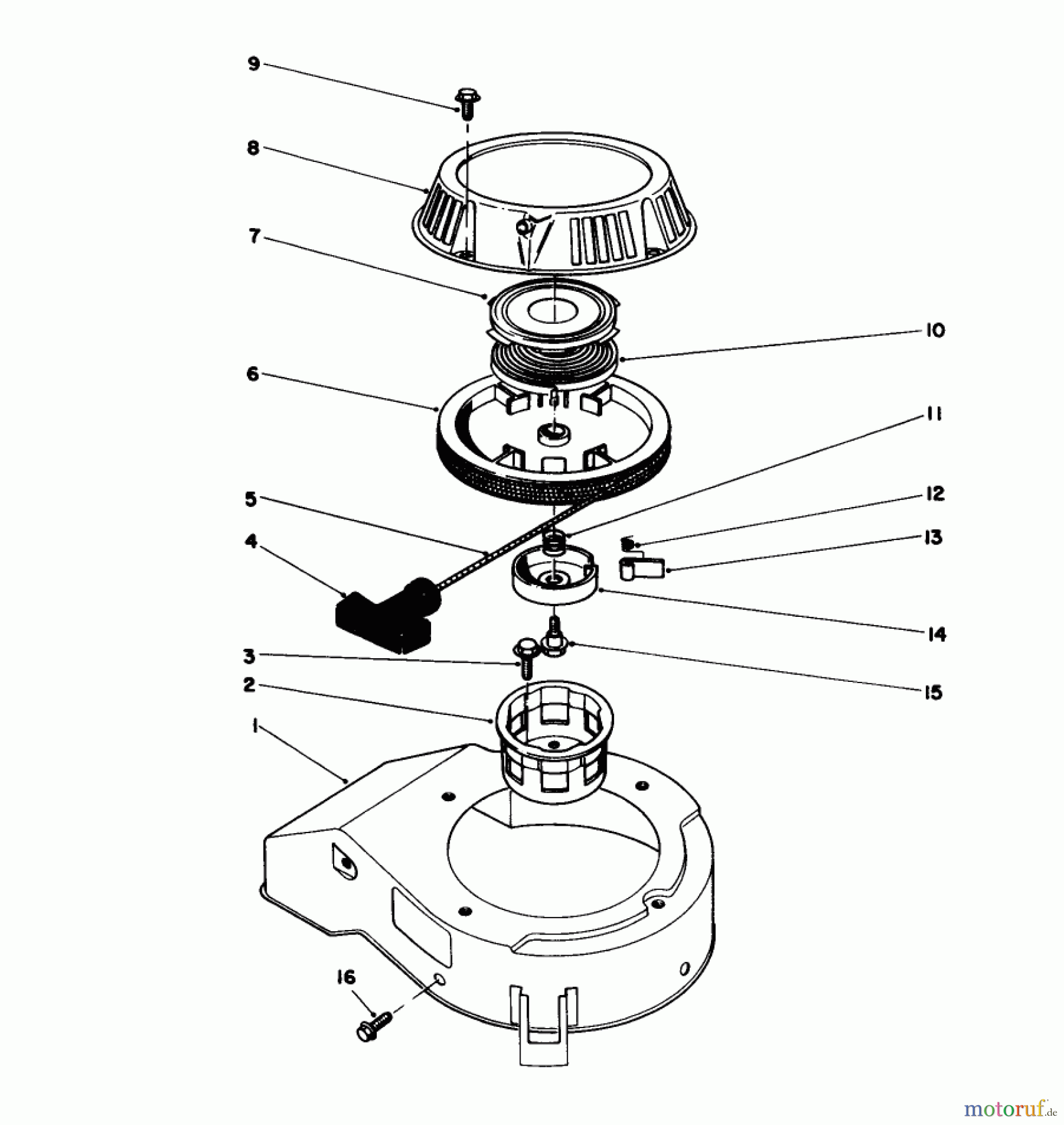  Toro Neu Mowers, Walk-Behind Seite 1 20747C - Toro Lawnmower, 1988 (8000001-8999999) RECOIL ASSEMBLY (MODEL NO. 47PG6 & 47PG7)