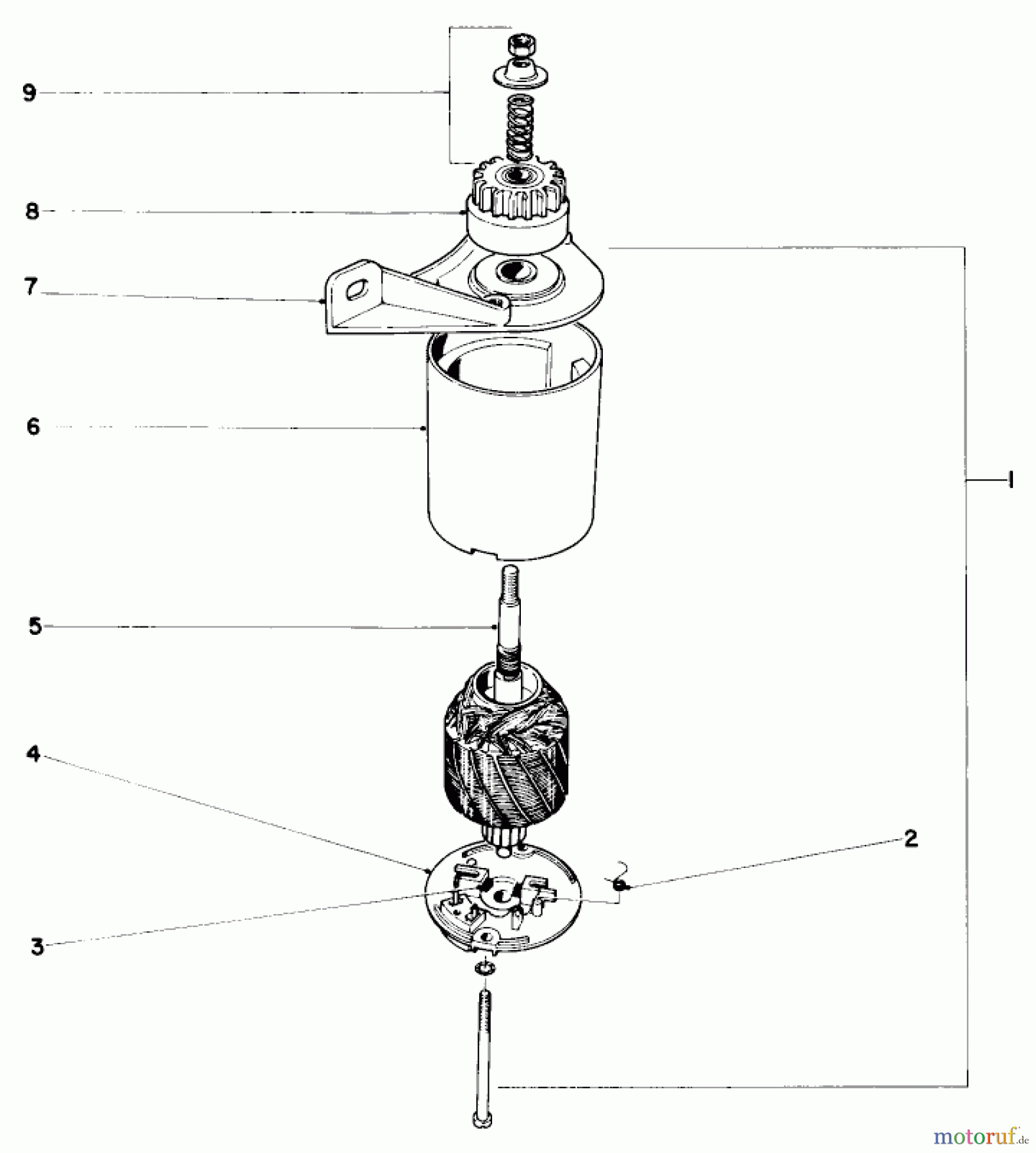Toro Neu Mowers, Walk-Behind Seite 2 21103 - Toro Whirlwind Lawnmower, 1969 (9000001-9999999) STARTER MOTOR AND PINION (APPLICABLE TO SERIAL NOS. 906229 & UP)