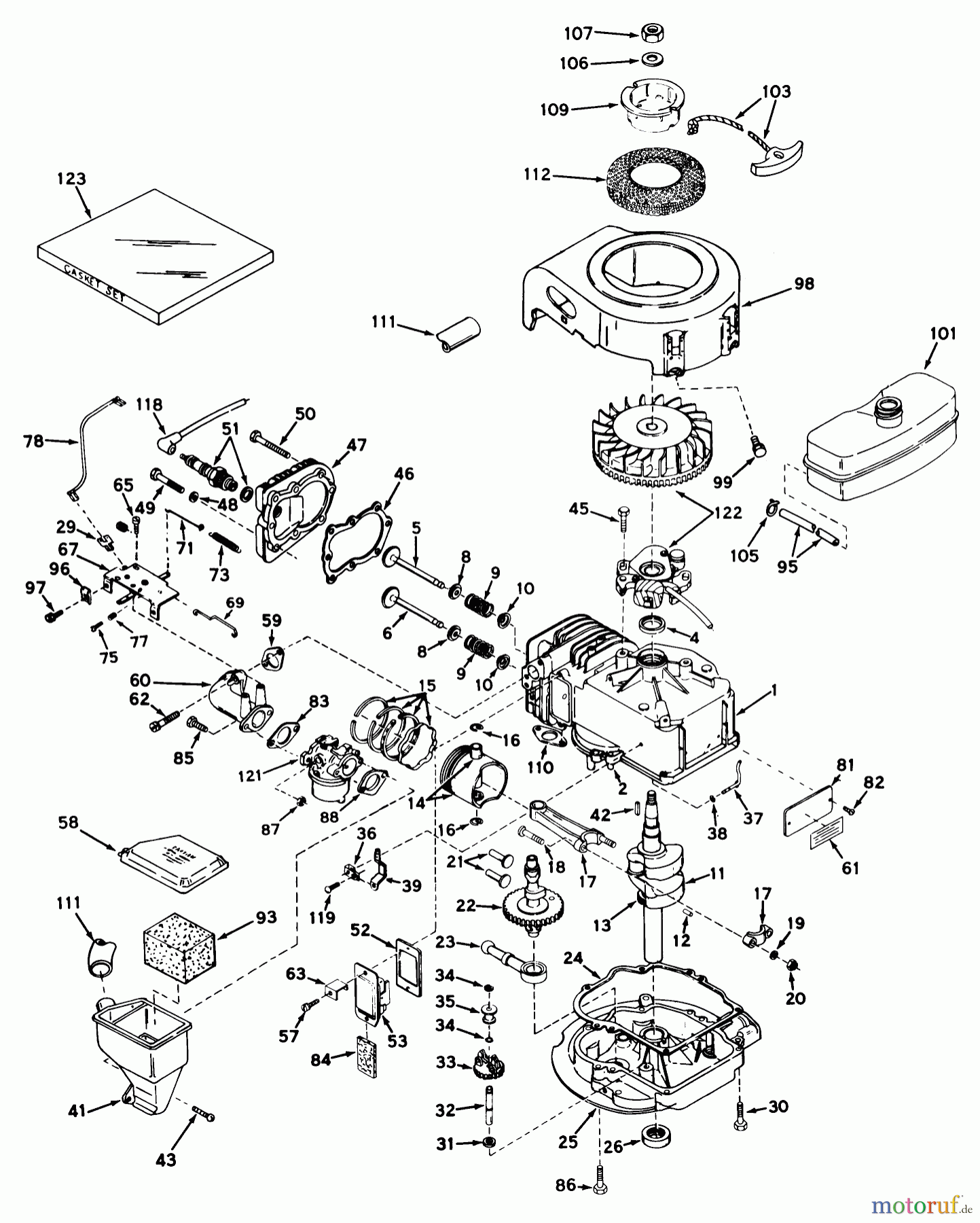  Toro Neu Mowers, Walk-Behind Seite 2 21172 - Toro Guardian Lawnmower, 1972 (2000001-2999999) ENGINE TECUMSEH MODEL NO. LAV35-40645J