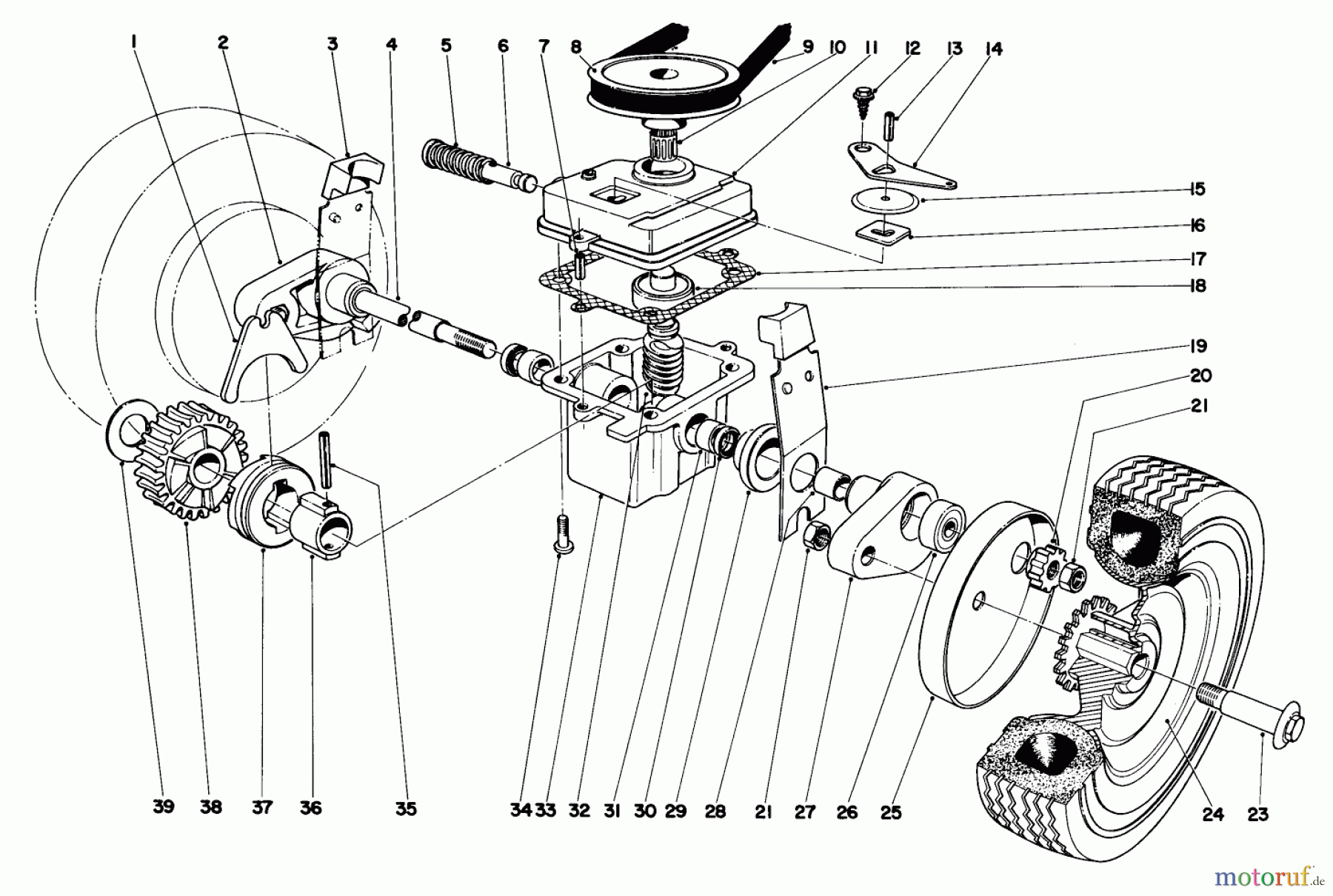 Toro Neu Mowers, Walk-Behind Seite 2 21172 - Toro Guardian Lawnmower, 1972 (2000001-2999999) GEAR BOX ASSEMBLY
