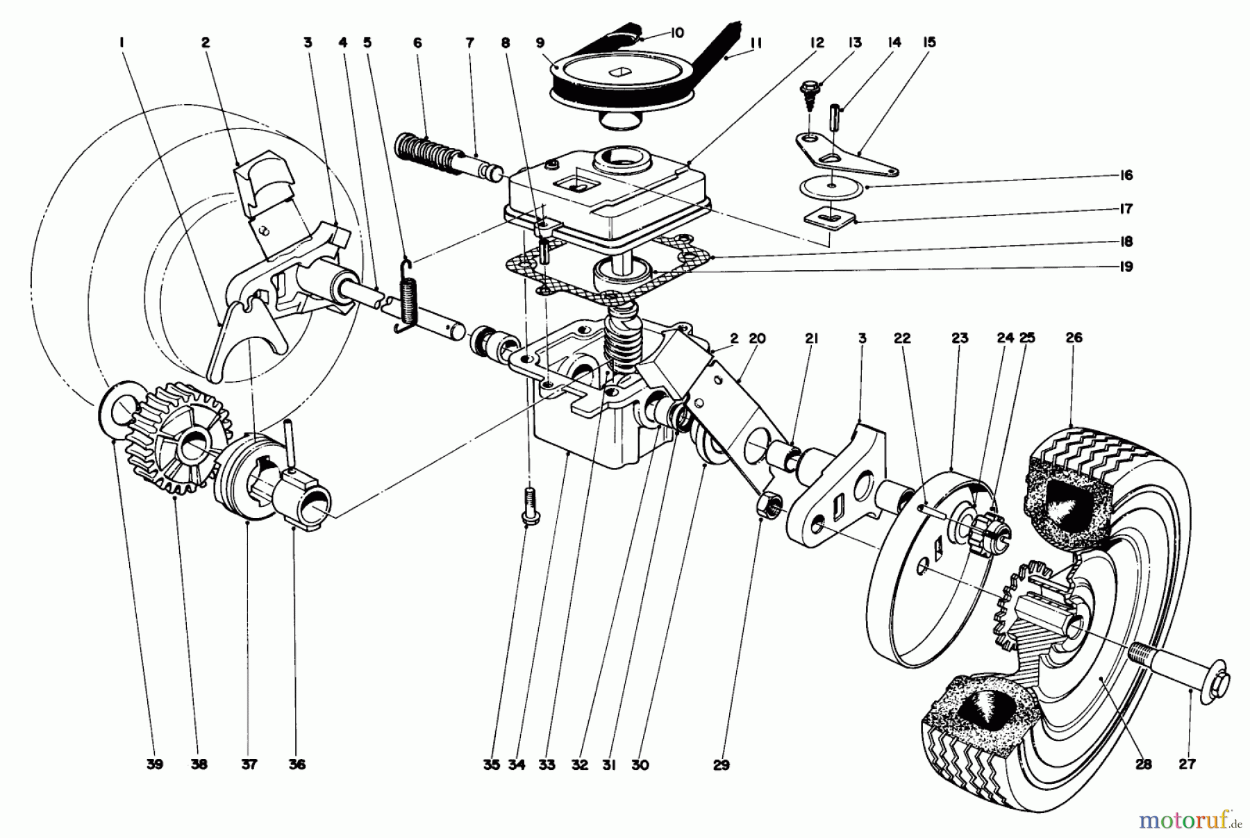  Toro Neu Mowers, Walk-Behind Seite 2 21173 - Toro Guardian Lawnmower, 1973 (3000001-3999999) GEAR BOX ASSEMBLY MODEL NO. 21273