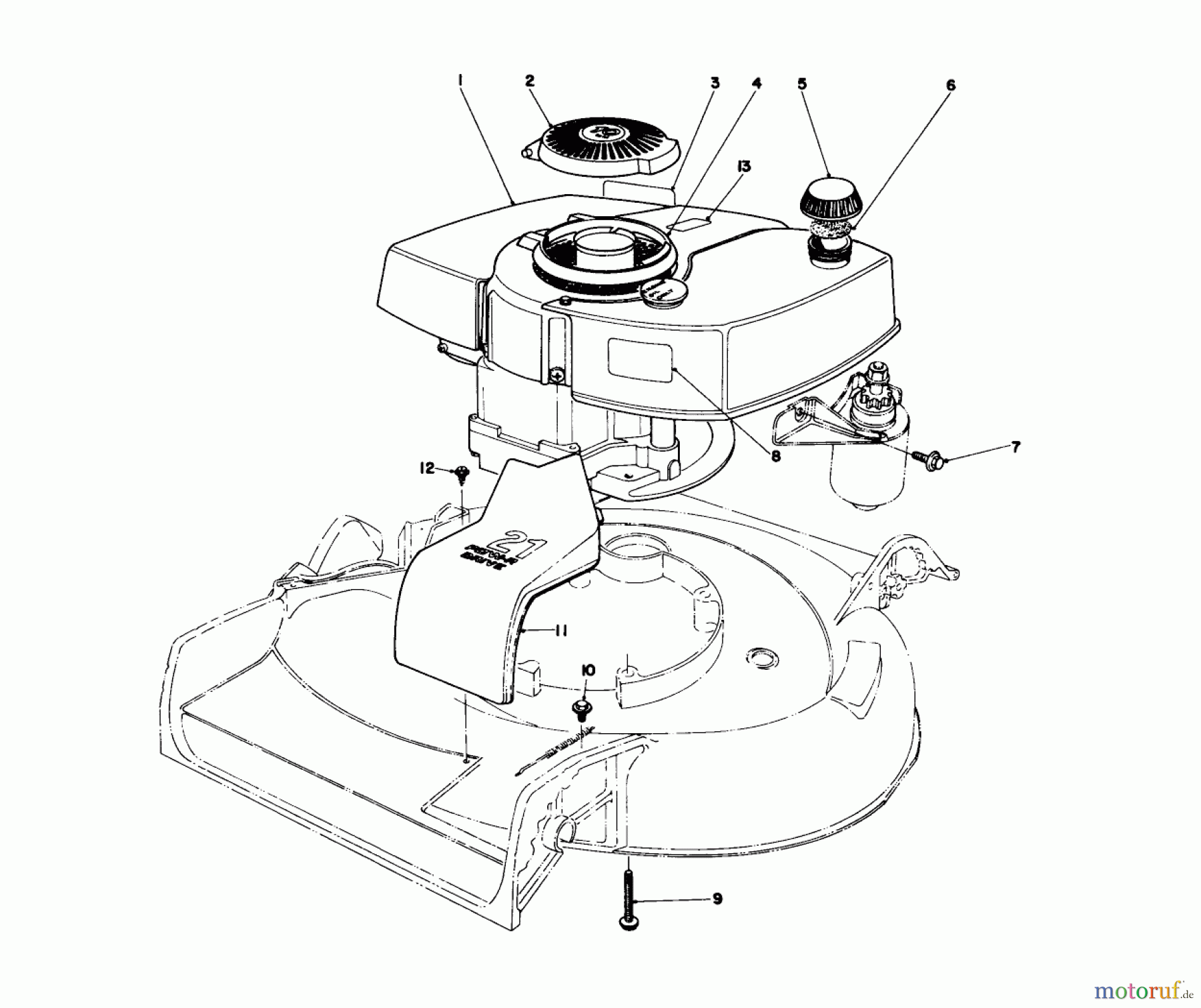  Toro Neu Mowers, Walk-Behind Seite 2 21610 - Toro Guardian Lawnmower, 1974 (4000001-4999999) ENGINE ASSEMBLY MODEL NO. 21711