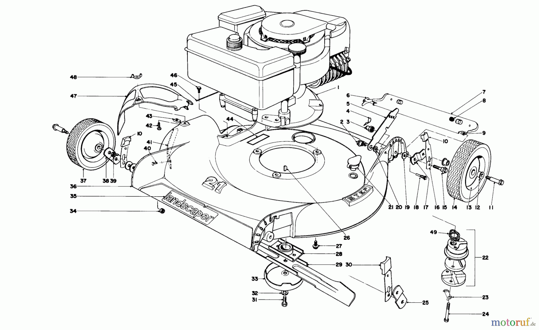  Toro Neu Mowers, Walk-Behind Seite 2 21900 - Toro Whirlwind Lawnmower, 1973 (3000001-3999999) HOUSING ASSEMBLY