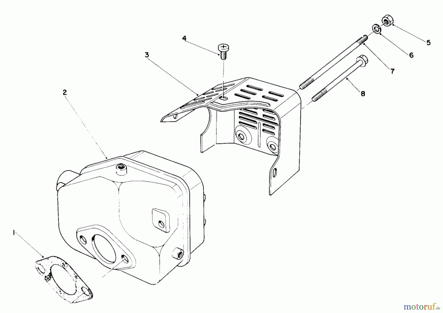  Toro Neu Mowers, Walk-Behind Seite 2 22025 - Toro Lawnmower, 1984 (4000001-4999999) MUFFLER ASSEMBLY