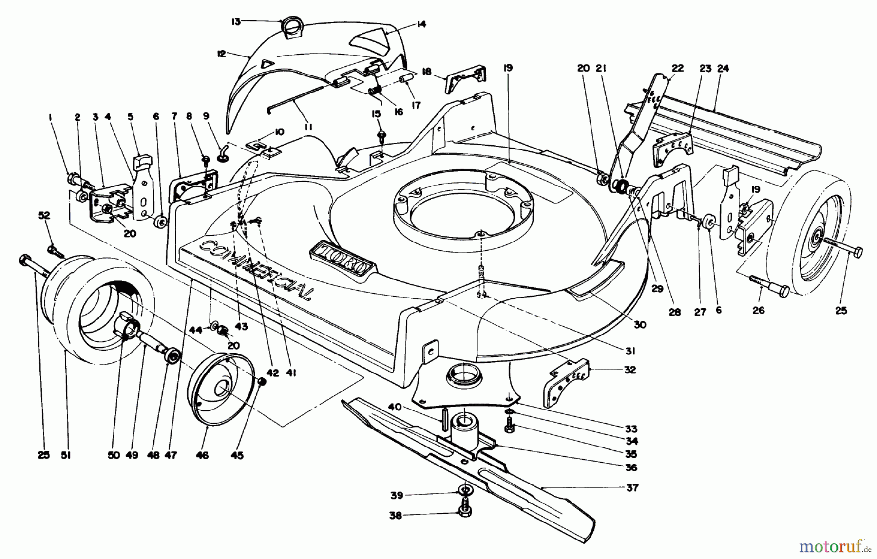  Toro Neu Mowers, Walk-Behind Seite 2 22025 - Toro Lawnmower, 1991 (1000001-1999999) HOUSING & WHEEL ASSEMBLY