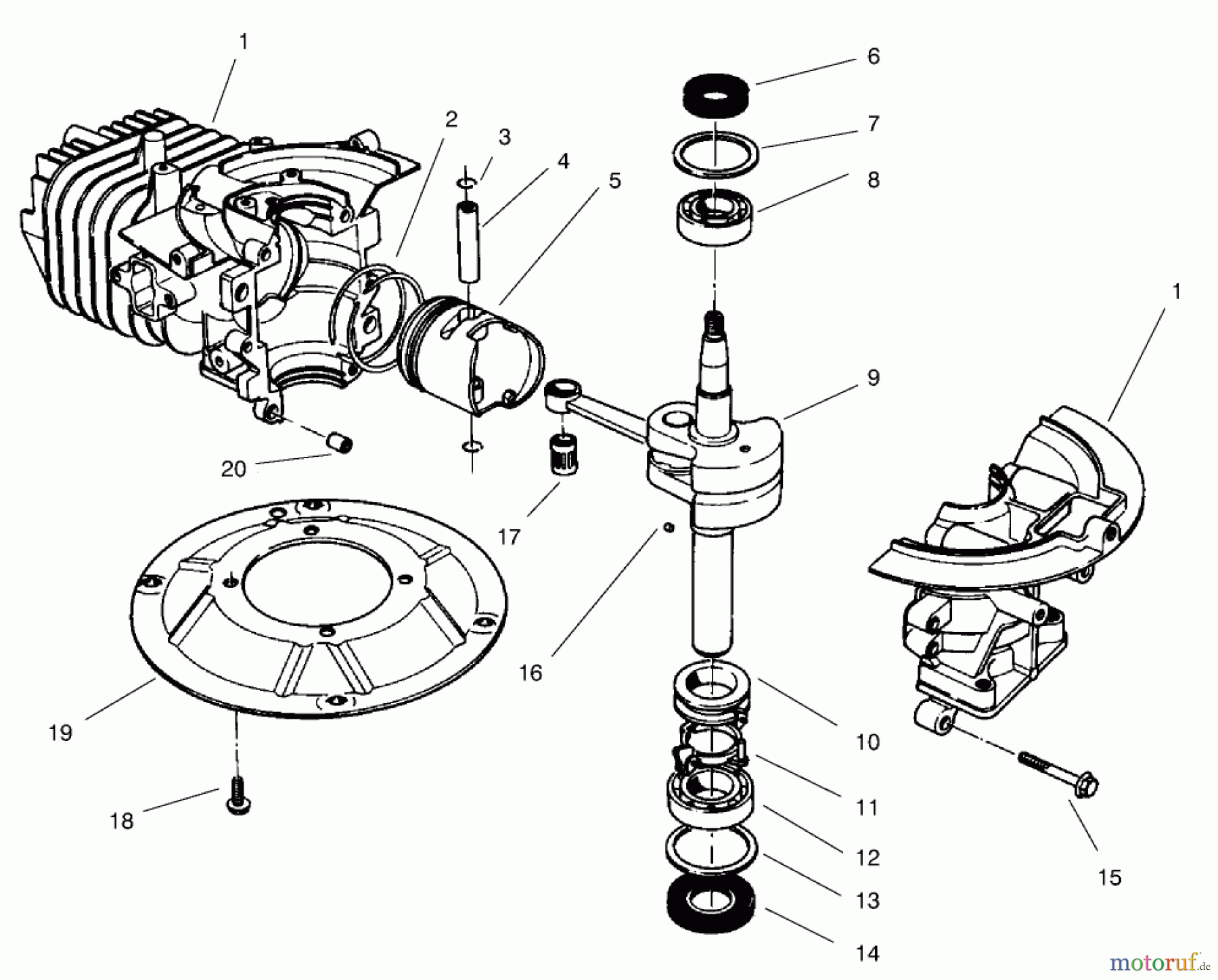Toro Neu Mowers, Walk-Behind Seite 2 22026 - Toro Side Discharge Mower, 1997 (7900001-7999999) CRANKSHAFT ASSEMBLY (MODEL NO. 47PT6-3)