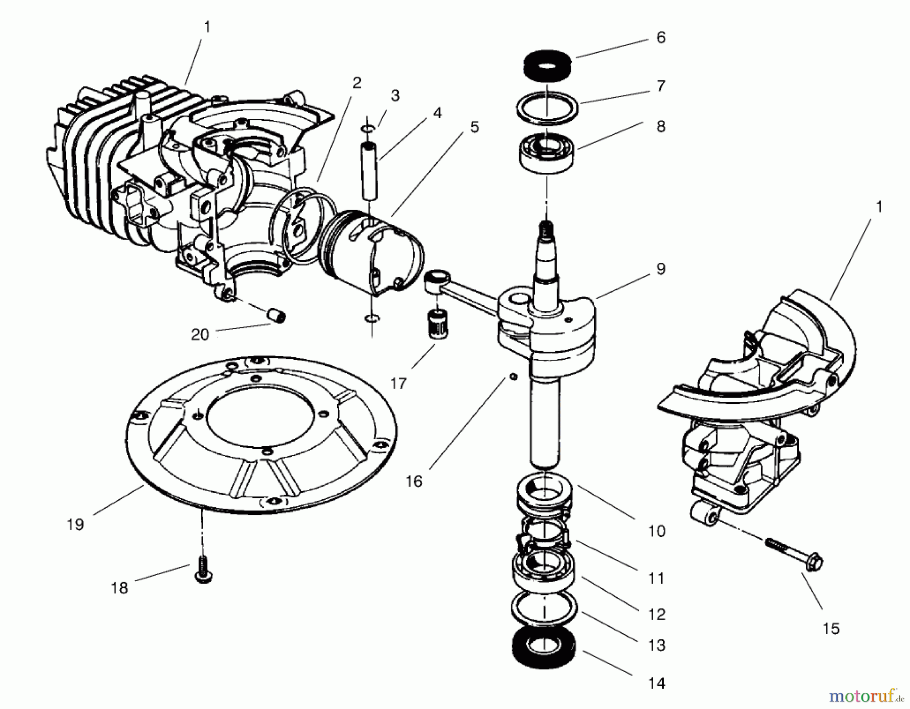 Toro Neu Mowers, Walk-Behind Seite 2 22026 - Toro Side Discharge Mower, 1999 (9900001-9999999) CRANKSHAFT ASSEBLY (MODEL NO. 47PT7-3)