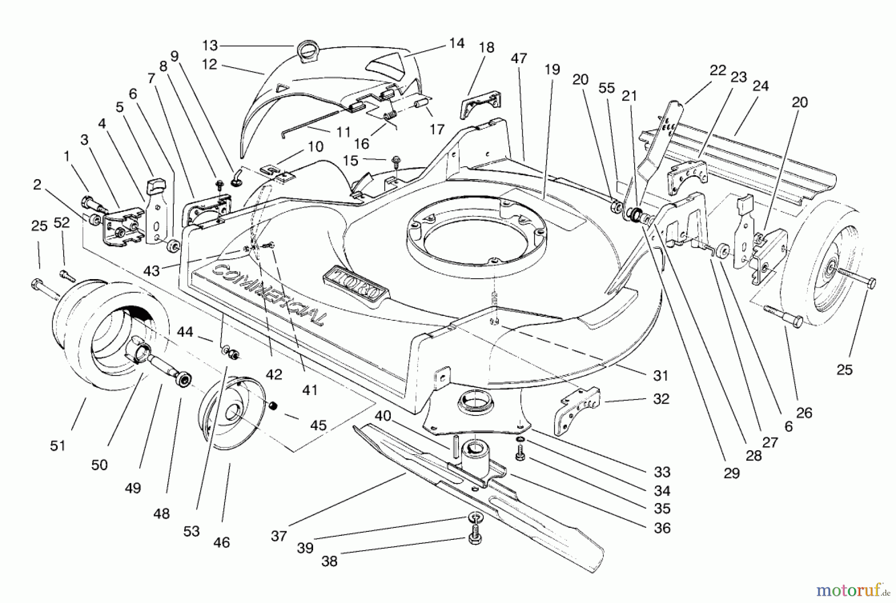  Toro Neu Mowers, Walk-Behind Seite 2 22026 - Toro Side Discharge Mower, 1999 (9900001-9999999) HOUSING AND WHEEL ASSEMBLY