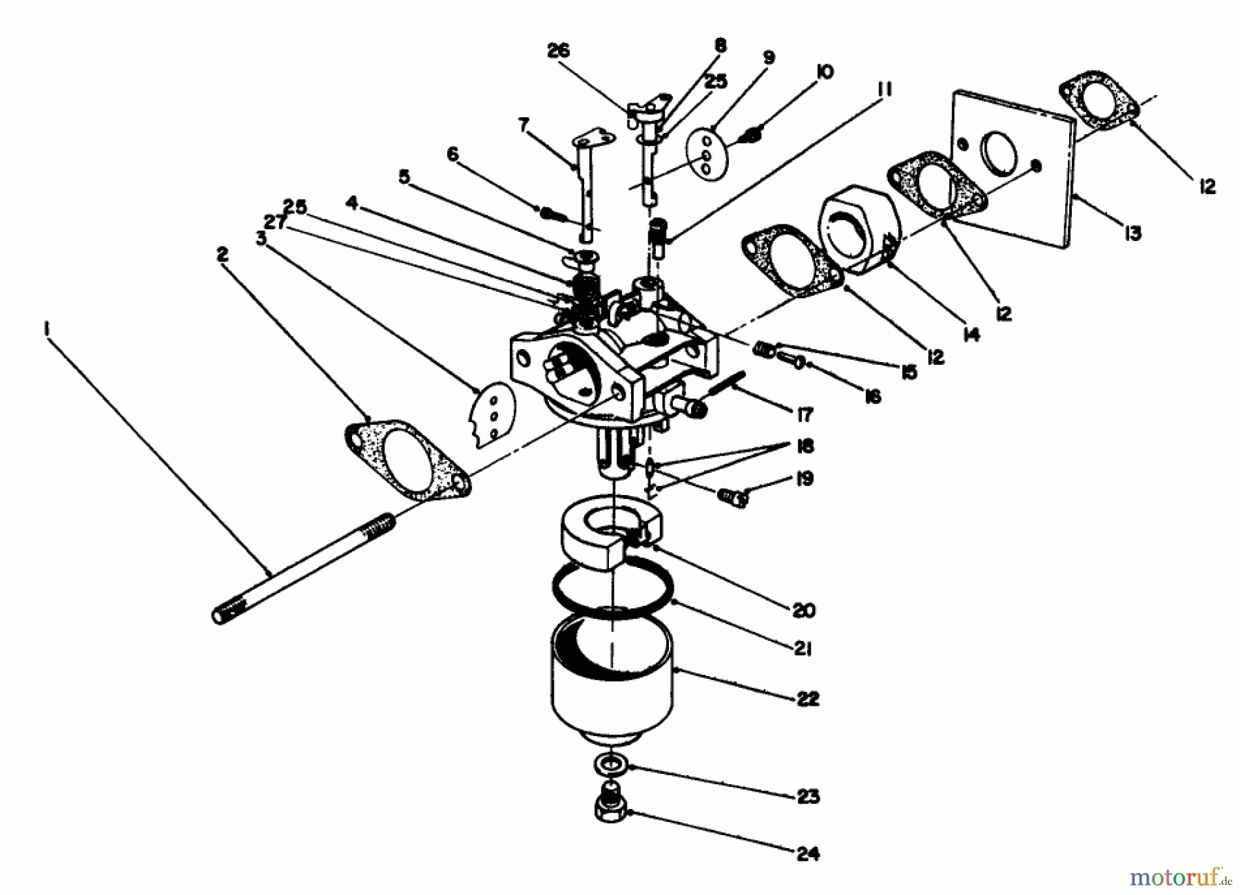  Toro Neu Mowers, Walk-Behind Seite 2 22030 - Toro Lawnmower, 1991 (1000001-1999999) CARBURETOR ASSEMBLY (MODEL NO. 47PL0-3)