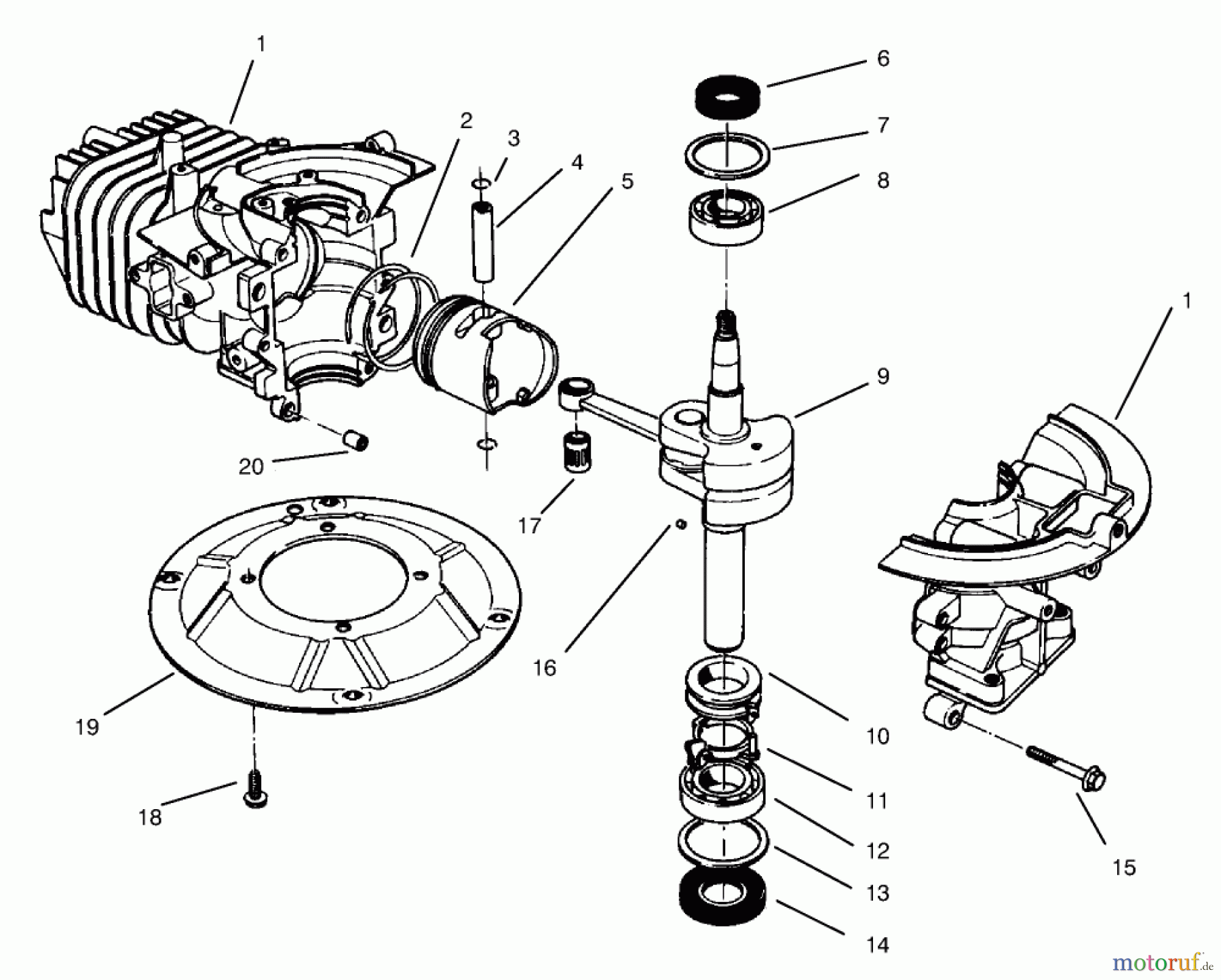 Toro Neu Mowers, Walk-Behind Seite 2 22038 - Toro Lawnmower, 1997 (7900001-7999999) CRANKSHAFT ASSEMBLY (MODEL NO. 47PS5-3)(MODEL NO. 22038B)(MODEL NO. 47PT6-3)(MODEL NO. 22038)