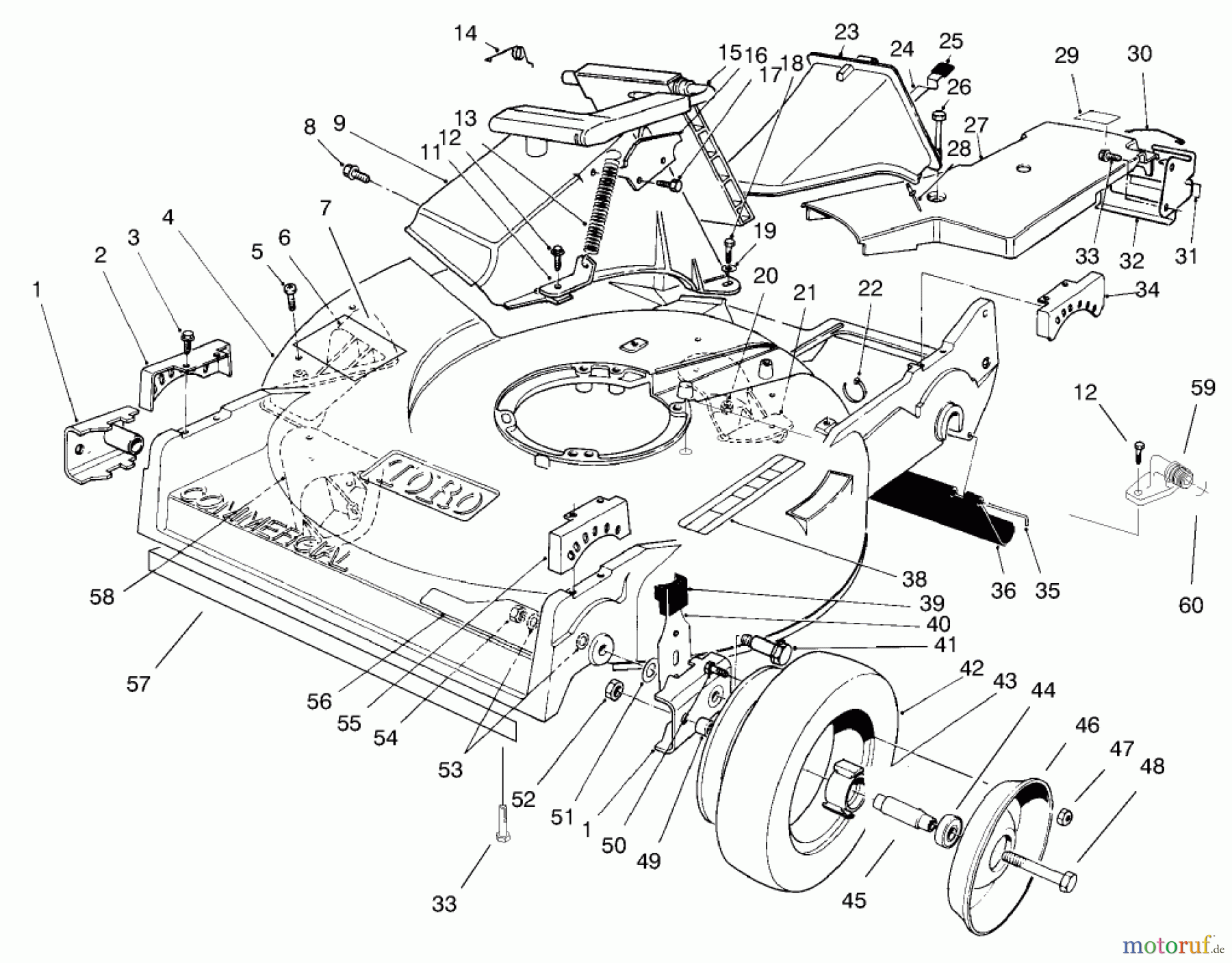  Toro Neu Mowers, Walk-Behind Seite 2 22038 - Toro Lawnmower, 1997 (7900001-7999999) HOUSING ASSEMBLY