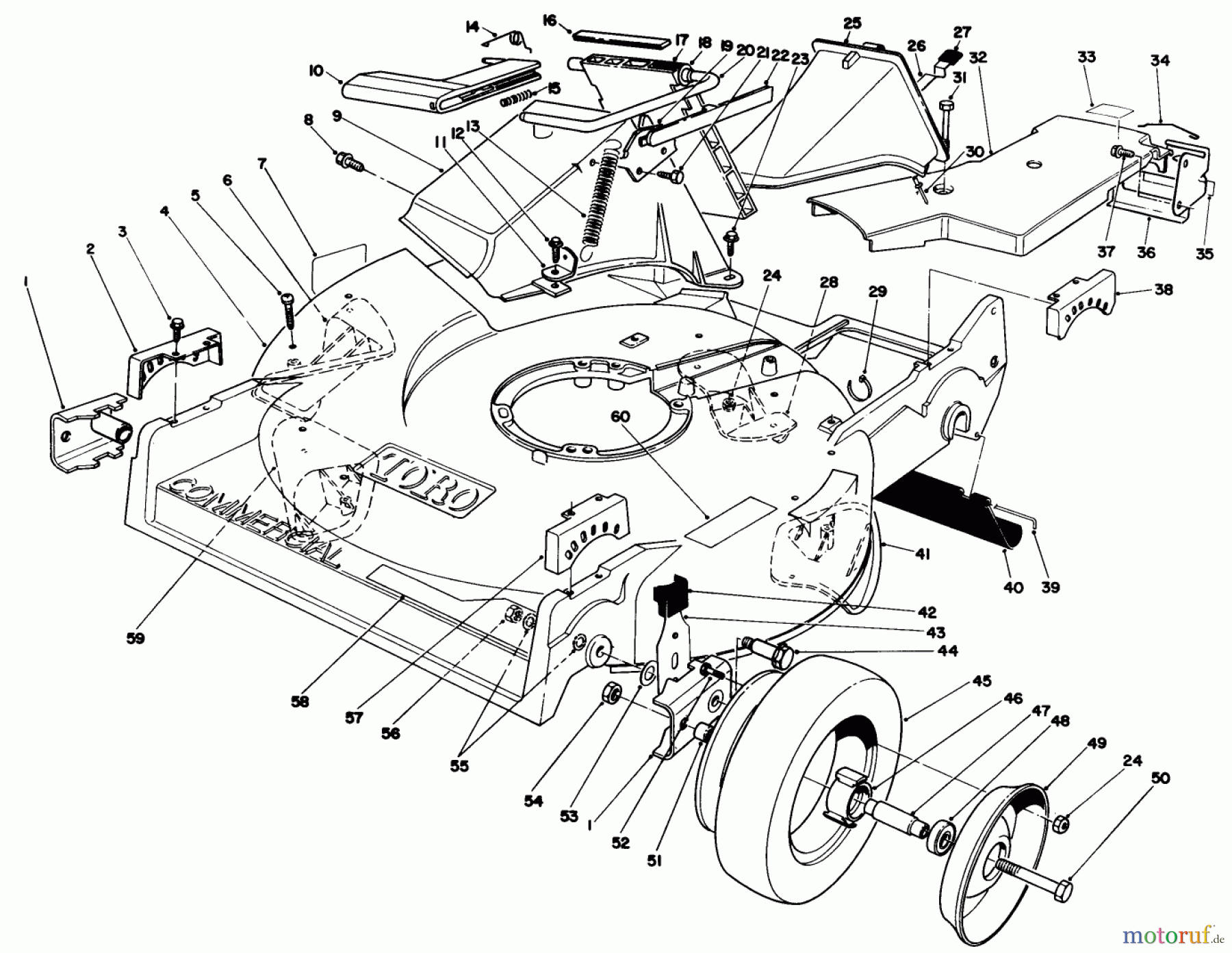  Toro Neu Mowers, Walk-Behind Seite 2 22040 - Toro Lawnmower, 1991 (1000001-1999999) HOUSING ASSEMBLY