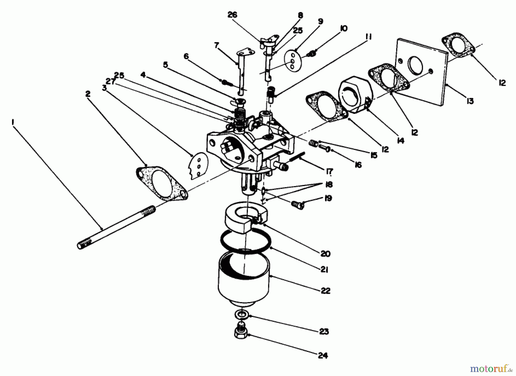  Toro Neu Mowers, Walk-Behind Seite 2 22040 - Toro Lawnmower, 1992 (2000001-2999999) CARBURETOR ASSEMBLY (MODEL NO. 47PM1-3)