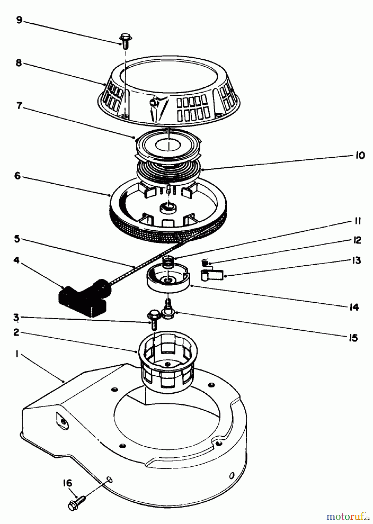  Toro Neu Mowers, Walk-Behind Seite 2 22040 - Toro Lawnmower, 1992 (2000001-2999999) RECOIL ASSEMBLY (MODEL NO. 47PM1-3)