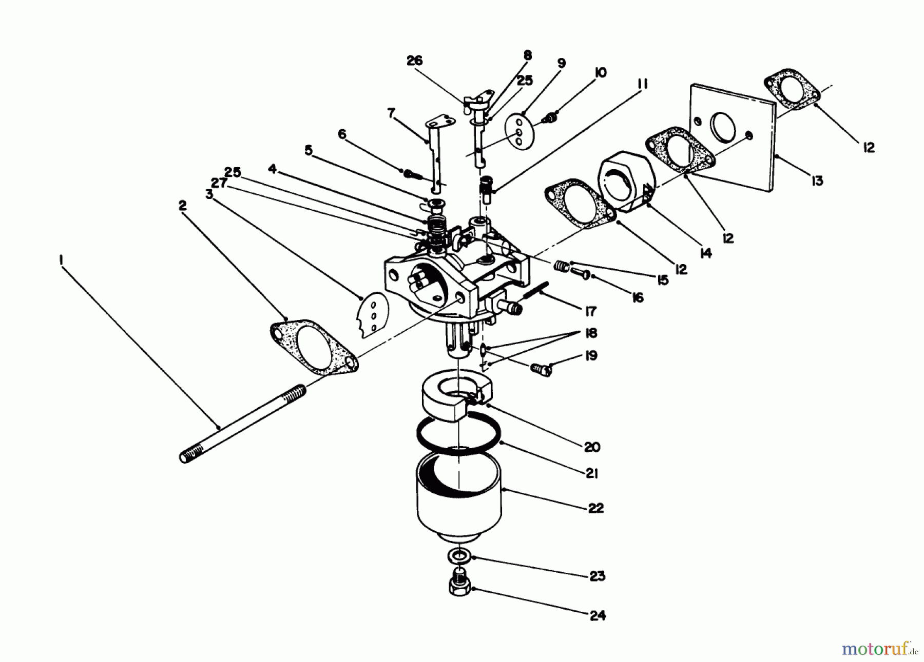  Toro Neu Mowers, Walk-Behind Seite 2 22580 - Toro Lawnmower, 1991 (1000001-1999999) CARBURETOR ASSEMBLY (MODEL NO. 47PL0-3)