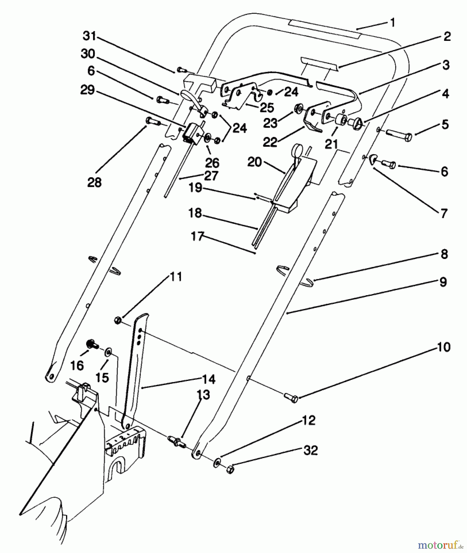Toro Neu Mowers, Walk-Behind Seite 2 22042 - Toro Lawnmower, 1991 (1000001-1999999) HANDLE ASSEMBLY