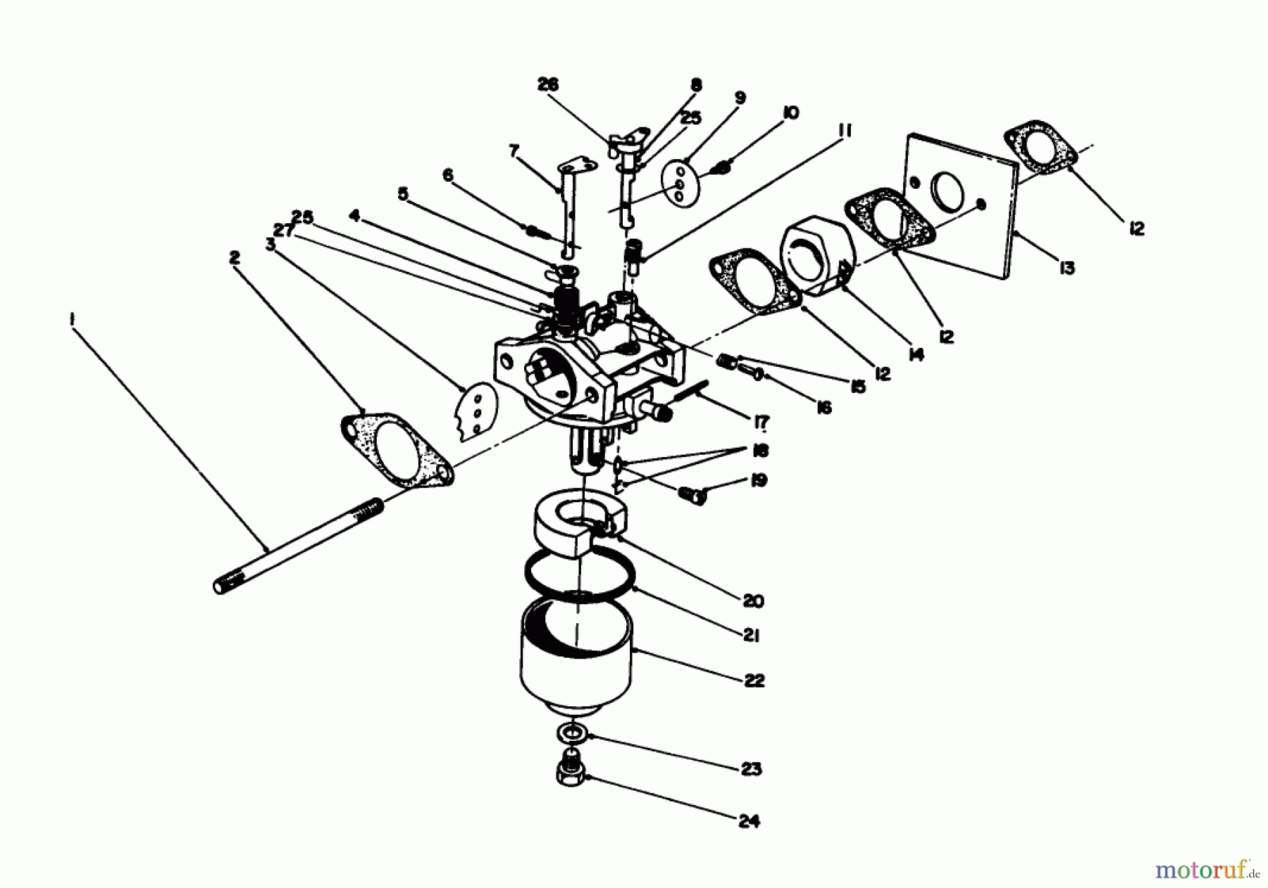  Toro Neu Mowers, Walk-Behind Seite 2 22043 - Toro Lawnmower, 1993 (3900965-3999999) CARBURETOR ASSEMBLY (MODEL NO. 47PN2-7)