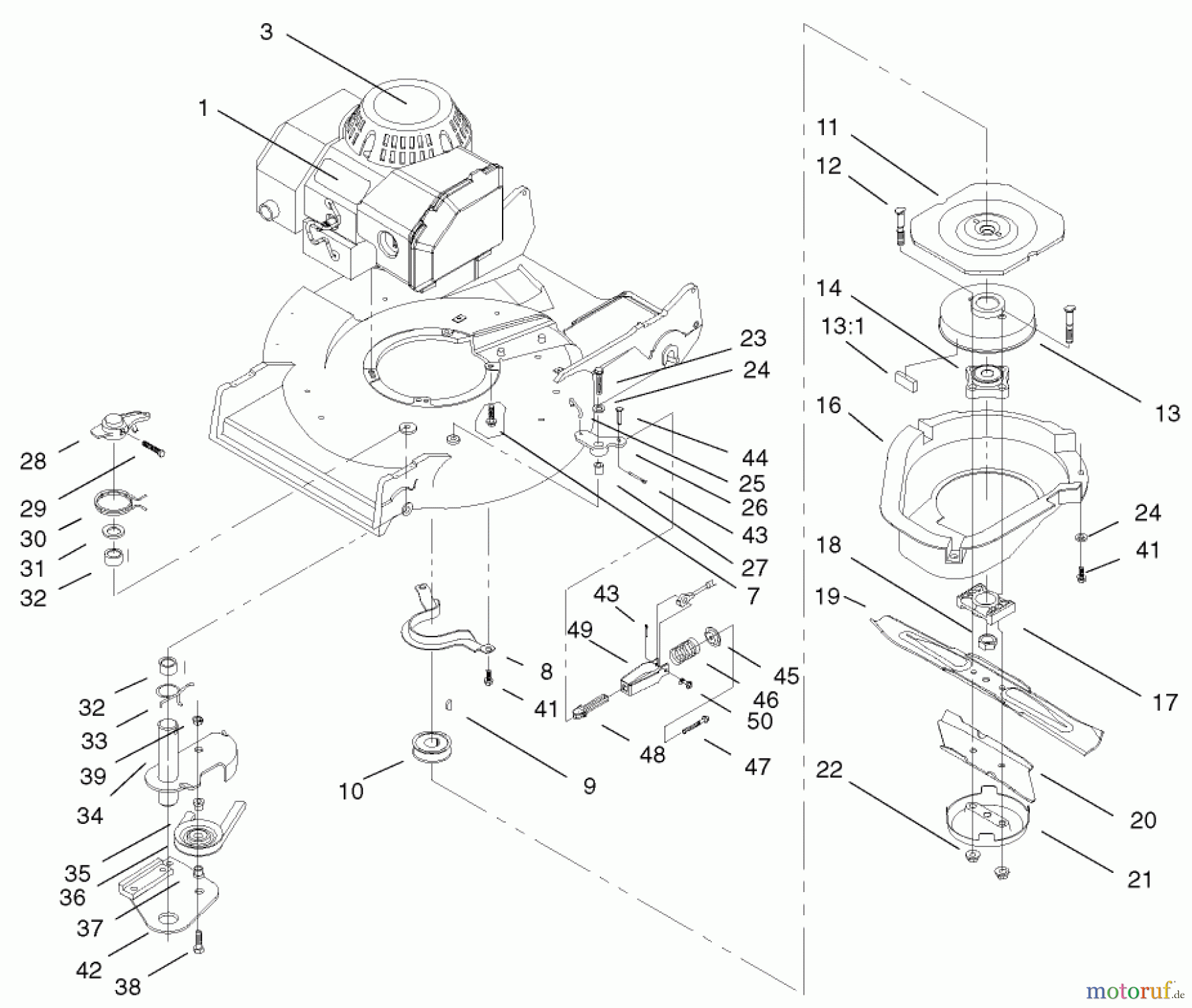  Toro Neu Mowers, Walk-Behind Seite 2 22043 - Toro Recycler Mower, 2000 (200000001-200999999) ENGINE & BLADE BRAKE CLUTCH ASSEMBLY