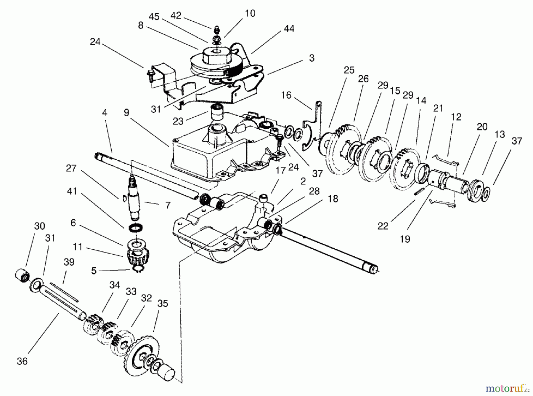  Toro Neu Mowers, Walk-Behind Seite 2 22043 - Toro Recycler Mower, 2000 (200000001-200999999) GEAR CASE ASSEMBLY