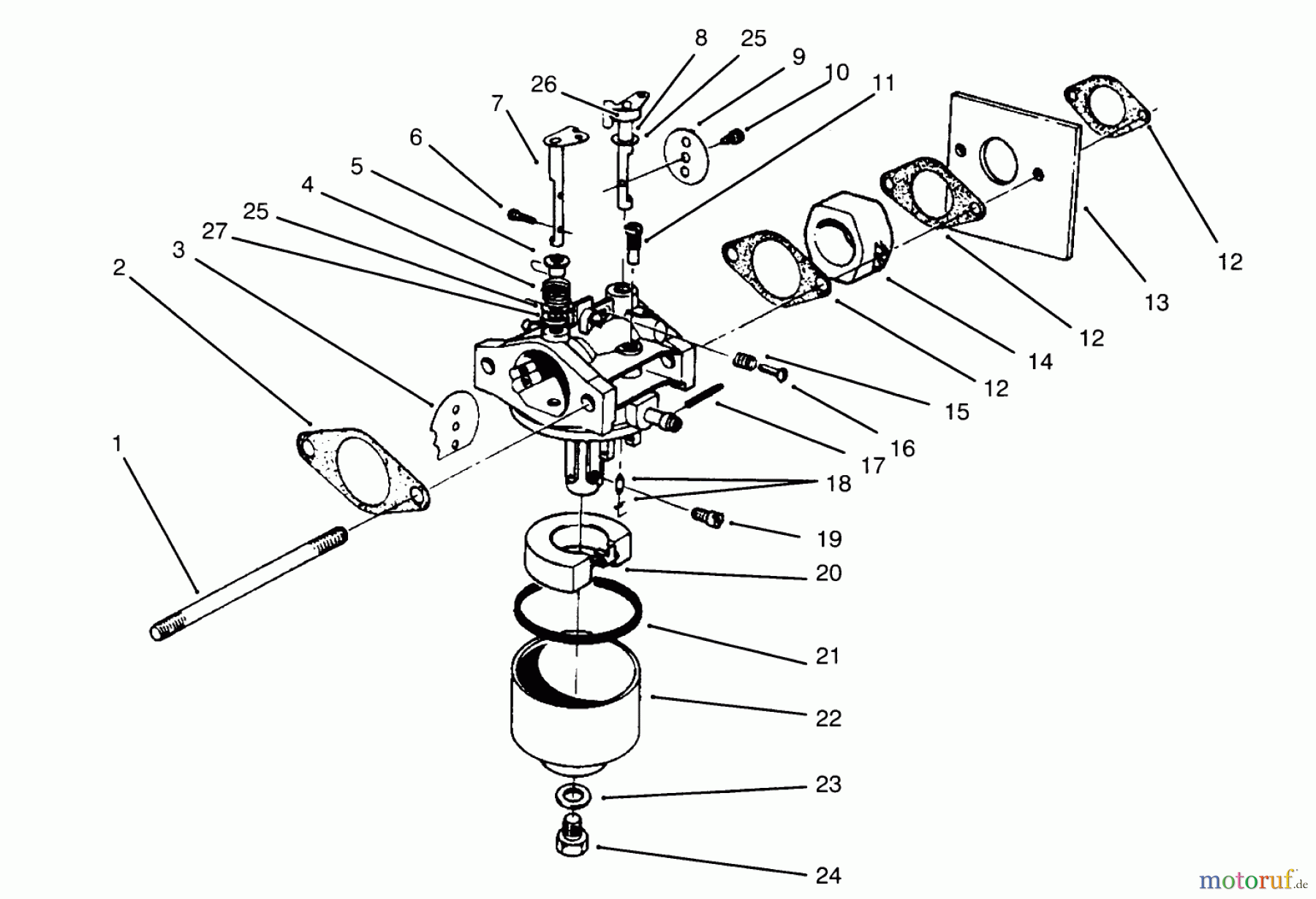  Toro Neu Mowers, Walk-Behind Seite 2 22044BC - Toro Lawnmower, 1995 (5900001-5999999) CARBURETOR ASSEMBLY (MODEL NO. 47PR4-7)