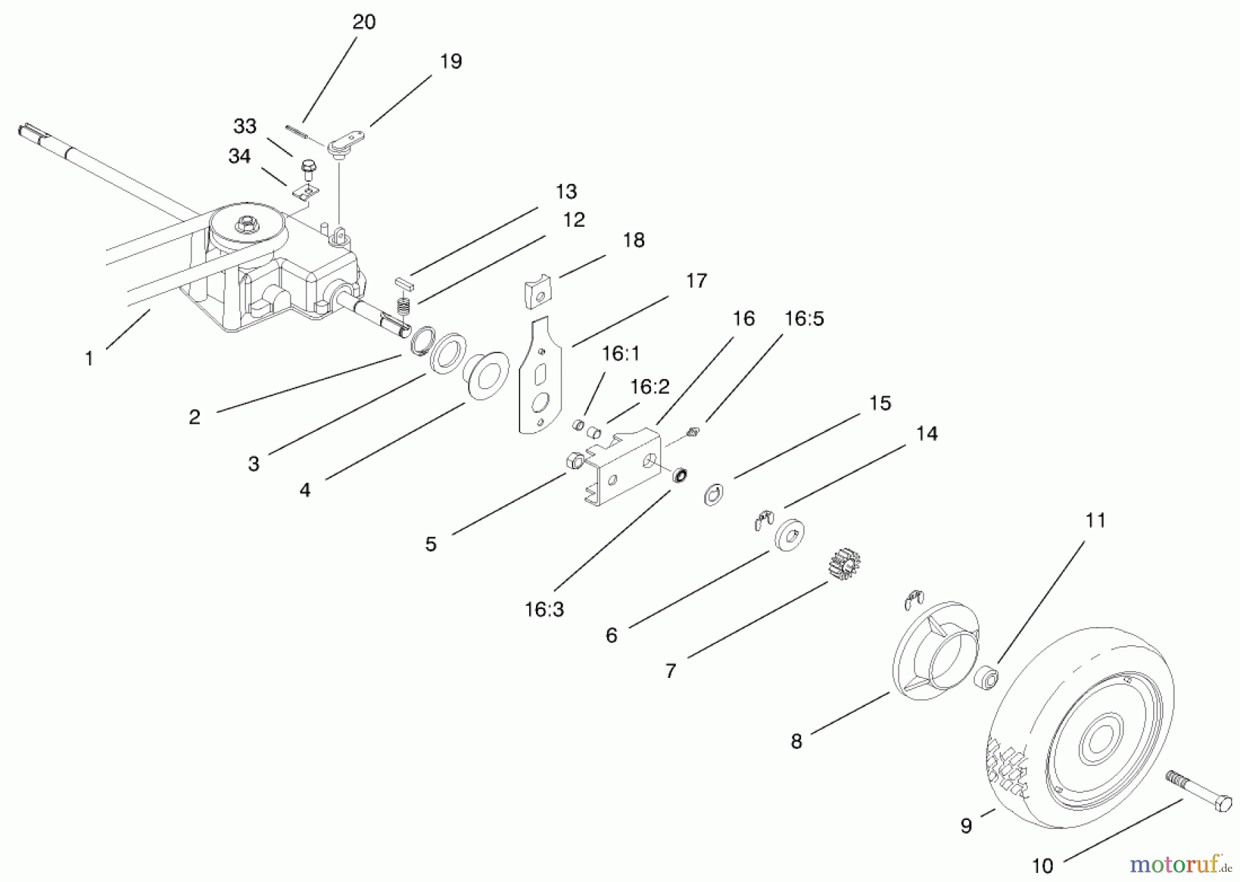 Toro Neu Mowers, Walk-Behind Seite 2 22045 - Toro Recycler Mower, 2000 (200000001-200999999) GEAR CASE & REAR WHEEL ASSEMBLY