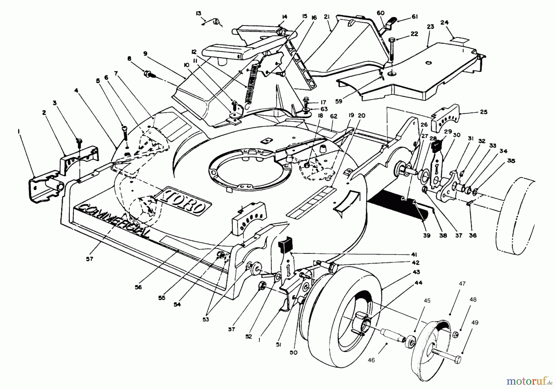  Toro Neu Mowers, Walk-Behind Seite 2 22145 - Toro Lawnmower, 1996 (69000001-69999999) HOUSING ASSEMBLY