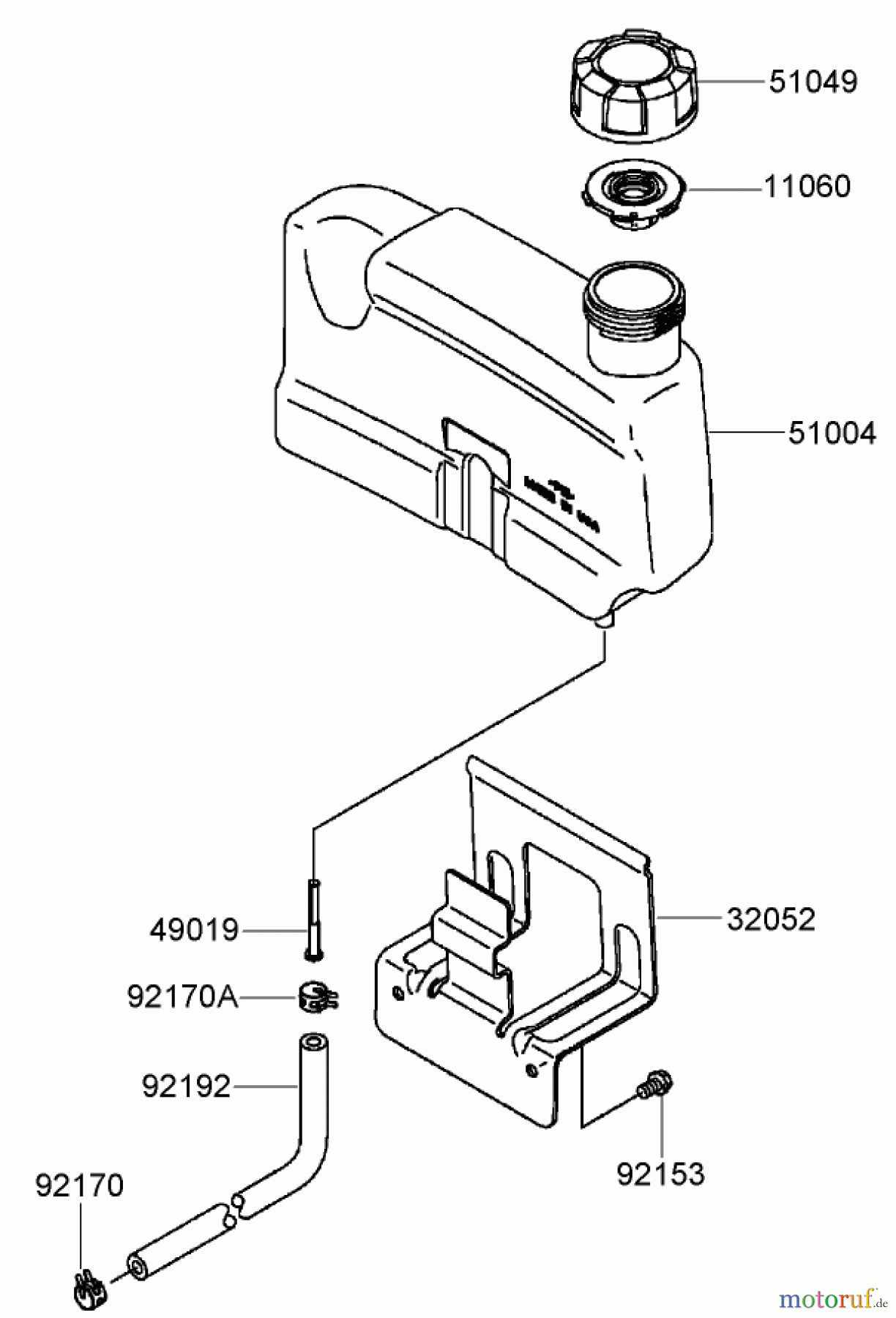 Toro Neu Mowers, Walk-Behind Seite 2 22163 (PT21) - Toro PT21 Trim Mower, 2007 (270000001-270999999) FUEL TANK AND FUEL VALVE ASSEMBLY KAWASAKI FJ180V-AS28