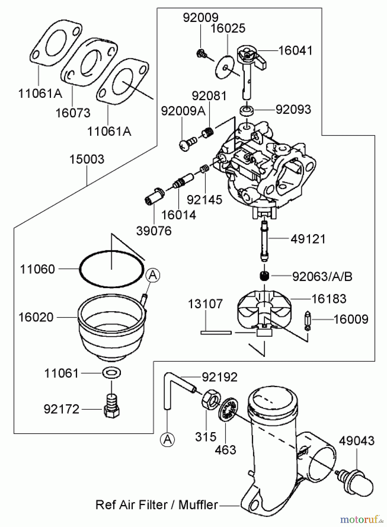  Toro Neu Mowers, Walk-Behind Seite 2 22163 (PT21) - Toro PT21 Trim Mower, 2008 (280000001-280999999) CARBURETOR ASSEMBLY KAWASAKI FJ180V-AS28