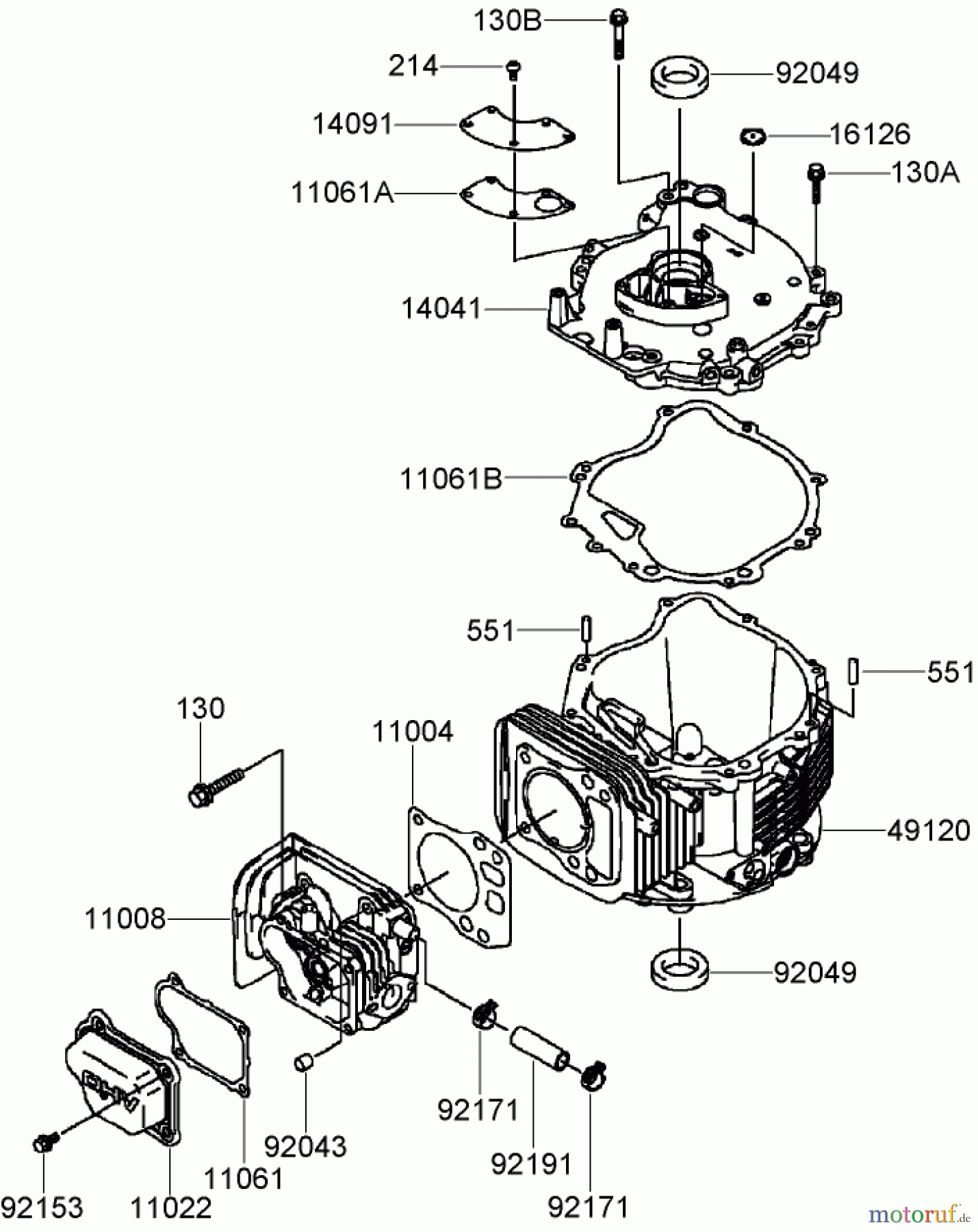  Toro Neu Mowers, Walk-Behind Seite 2 22164 (PT21) - Toro PT21 Trim Mower, 2007 (270000001-270003000) CYLINDER AND CRANKCASE ASSEMBLY KAWASAKI FJ180V-AS28