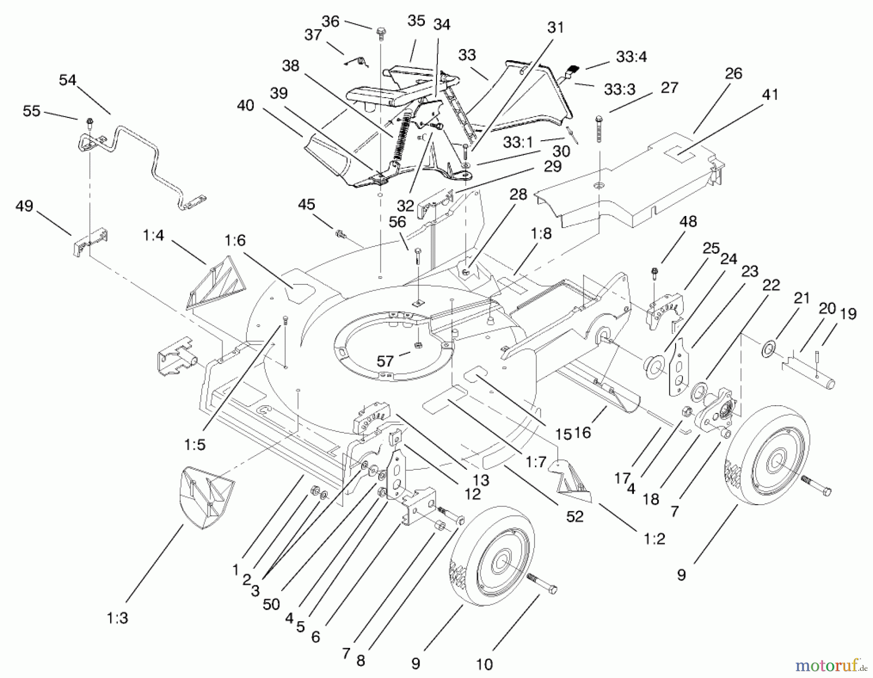  Toro Neu Mowers, Walk-Behind Seite 2 22170 - Toro Recycler Mower, 2000 (200000001-200999999) HOUSING ASSEMBLY
