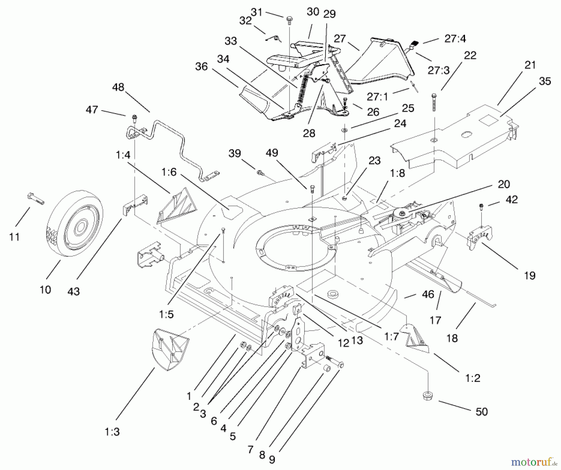  Toro Neu Mowers, Walk-Behind Seite 2 22171 - Toro Recycler Mower, 2000 (200000001-200999999) HOUSING ASSEMBLY