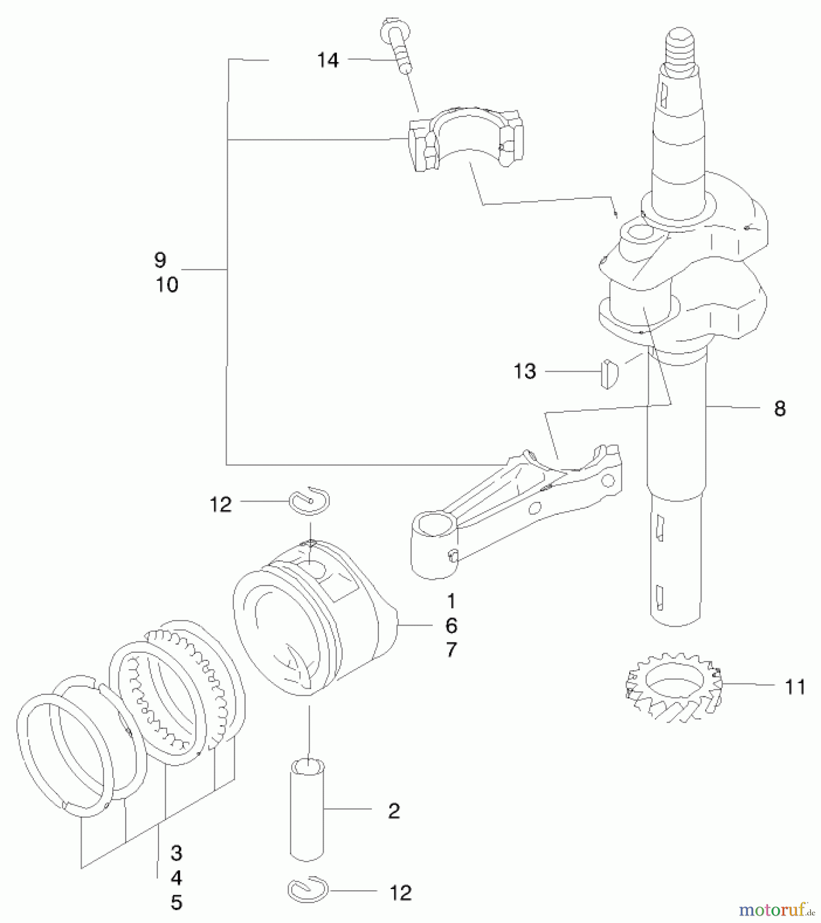  Toro Neu Mowers, Walk-Behind Seite 2 22171 - Toro Recycler Mower, 2000 (200000001-200999999) PISTON/CRANKSHAFT