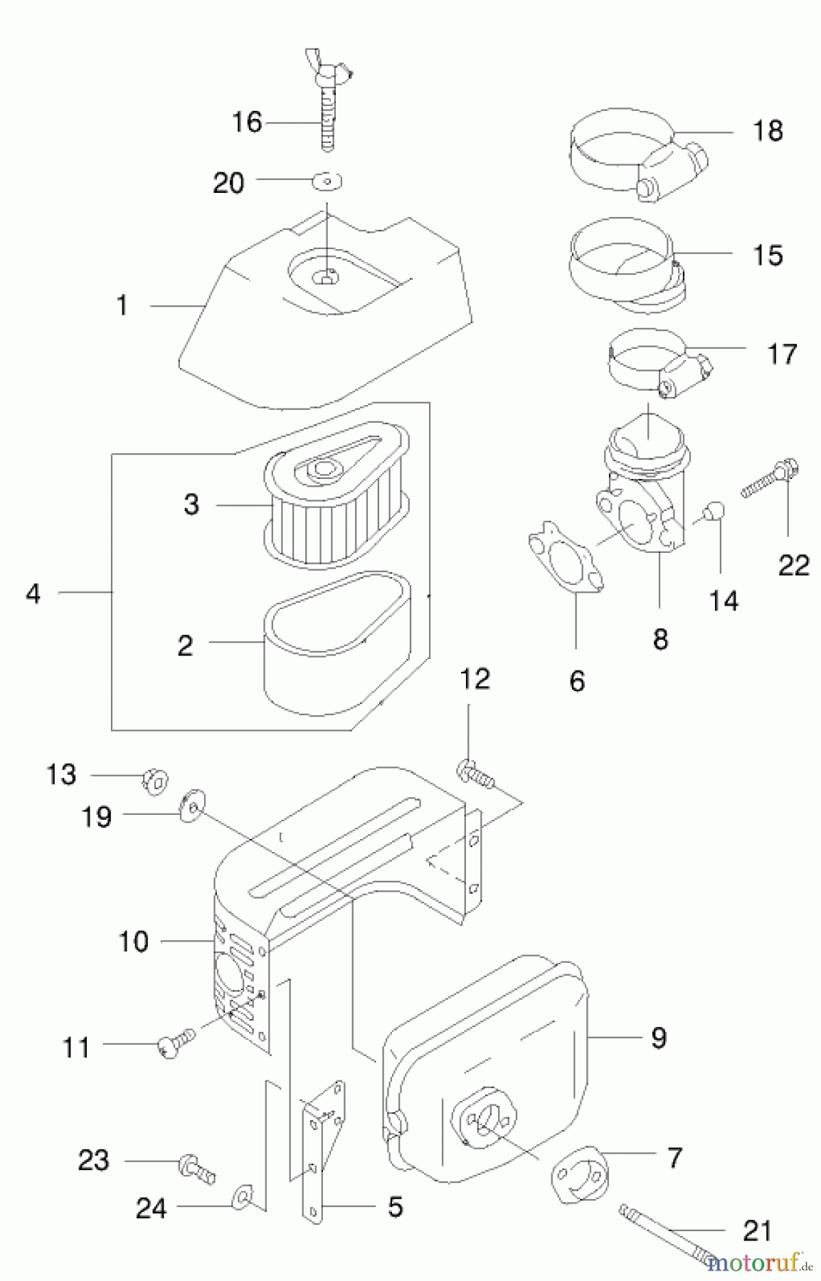Toro Neu Mowers, Walk-Behind Seite 2 22172 - Toro Recycler Mower, 2000 (200000001-200999999) AIR FILTER/MUFFLER