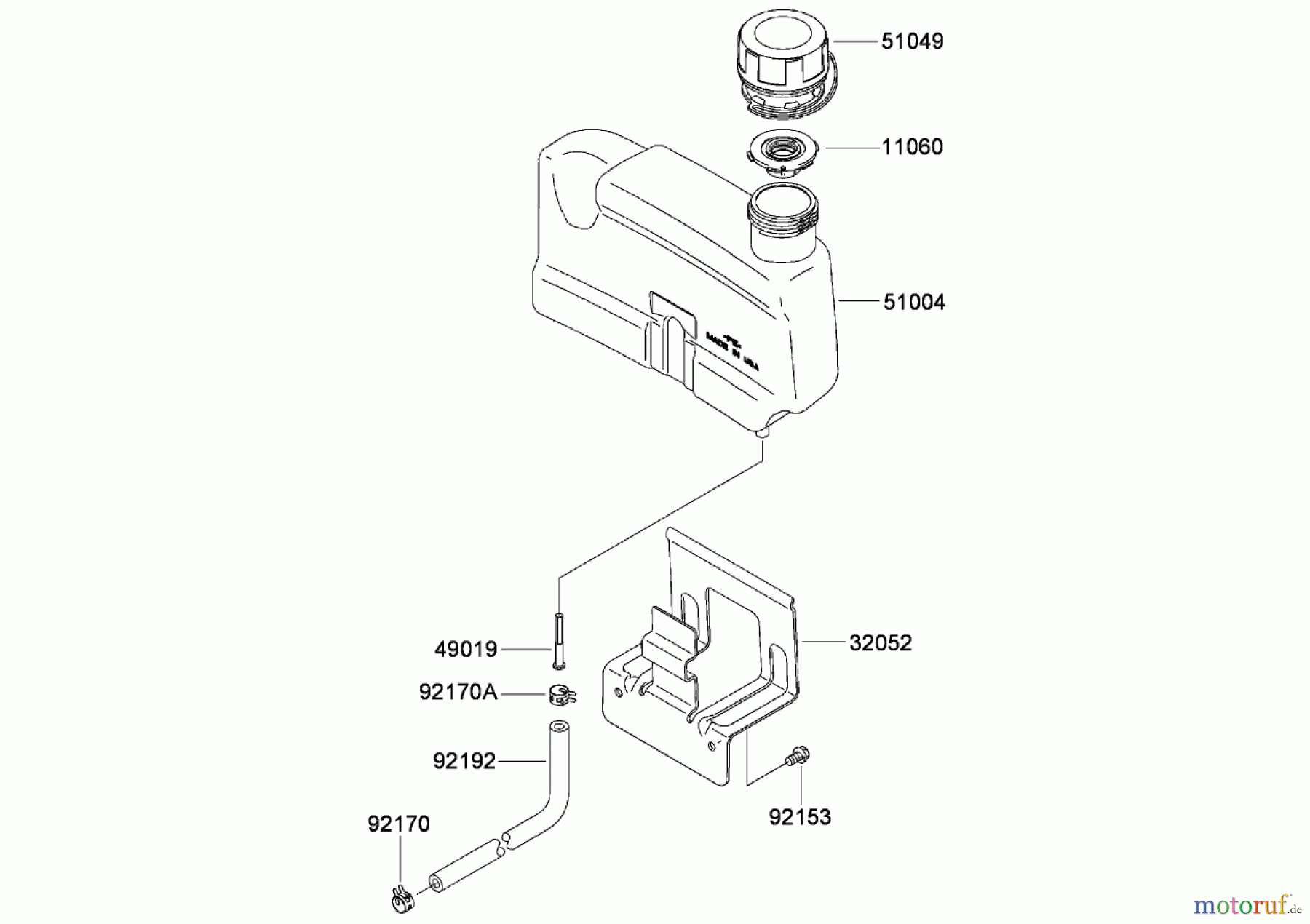 Toro Neu Mowers, Walk-Behind Seite 2 22193 (PT21) - Toro PT21 Trim Mower, 2008 (280000001-280999999) FUEL TANK AND FUEL VALVE ASSEMBLY KAWASAKI FJ180V-AS34