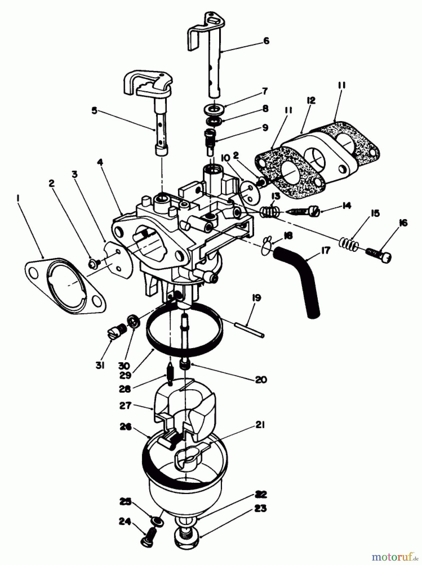  Toro Neu Mowers, Walk-Behind Seite 2 22525 - Toro Lawnmower, 1987 (7000001-7999999) CARBURETOR ASSEMBLY