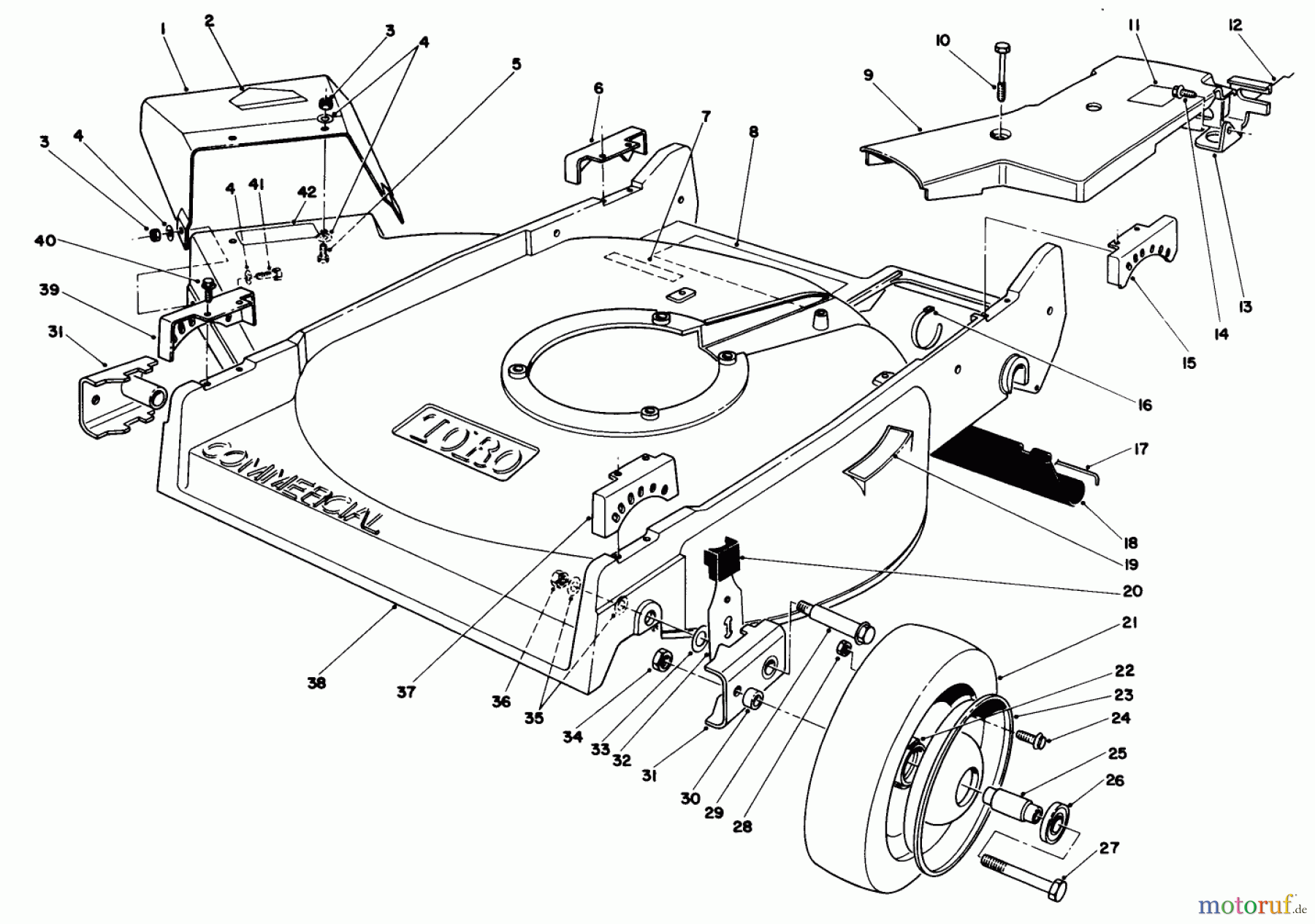  Toro Neu Mowers, Walk-Behind Seite 2 22680C - Toro Lawnmower, 1988 (8000001-8999999) HOUSING ASSEMBLY (MODEL 22680C)