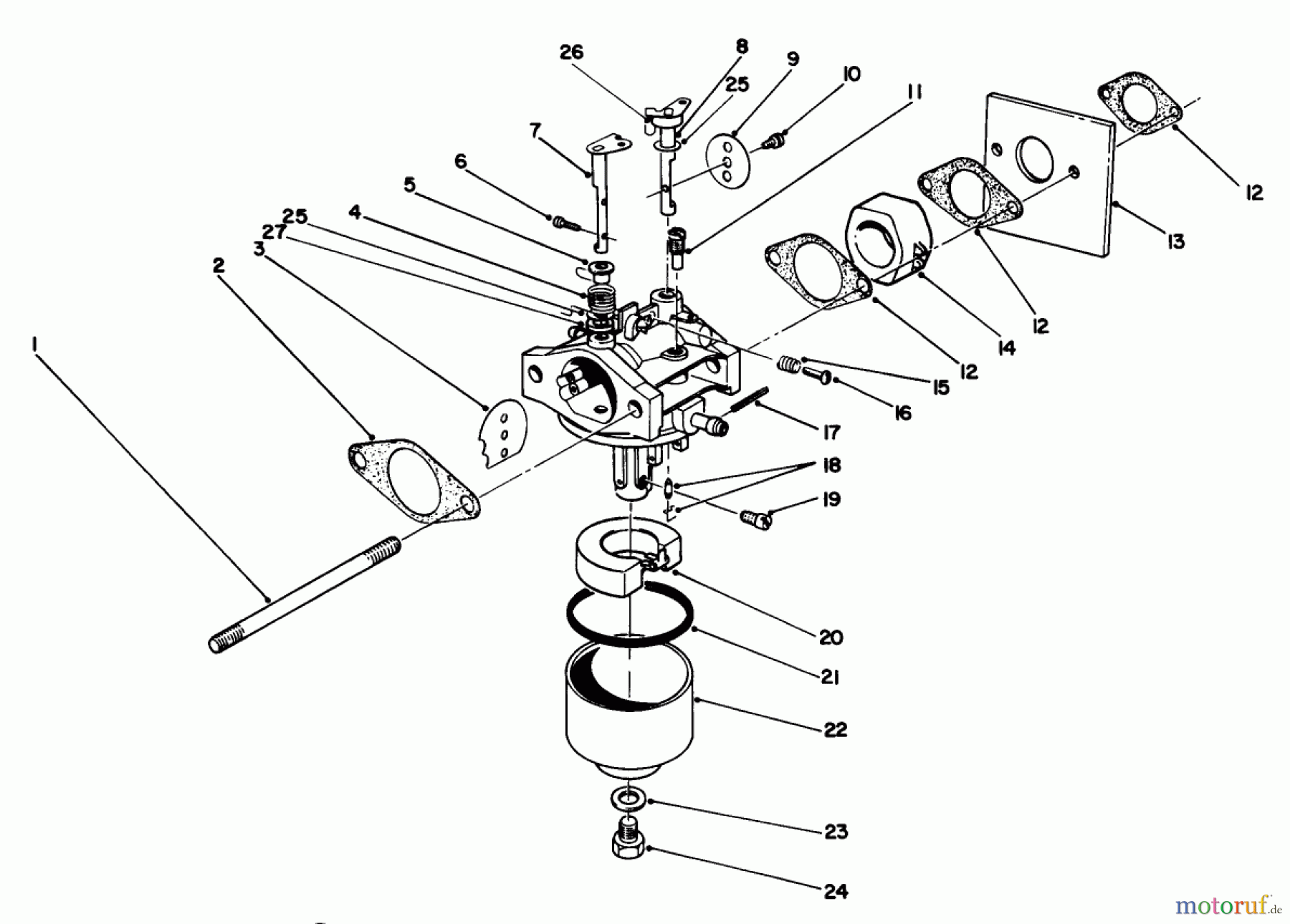 Toro Neu Mowers, Walk-Behind Seite 2 22700 - Toro Lawnmower, 1992 (2000001-2999999) CARBURETOR ASSEMBLY (MODEL NO. 47PM1-3)