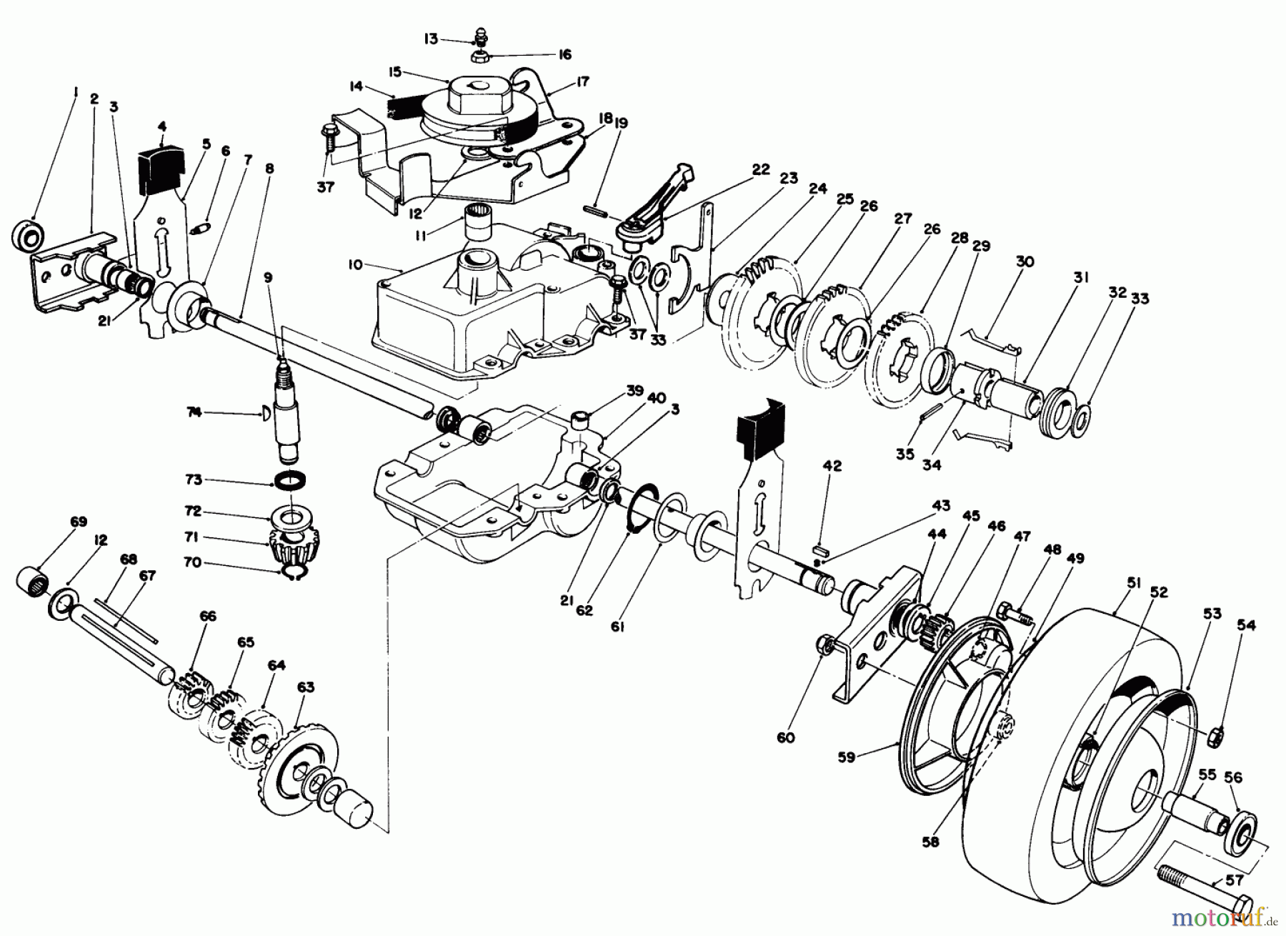  Toro Neu Mowers, Walk-Behind Seite 2 22700 - Toro Lawnmower, 1992 (2000001-2999999) GEAR CASE ASSEMBLY