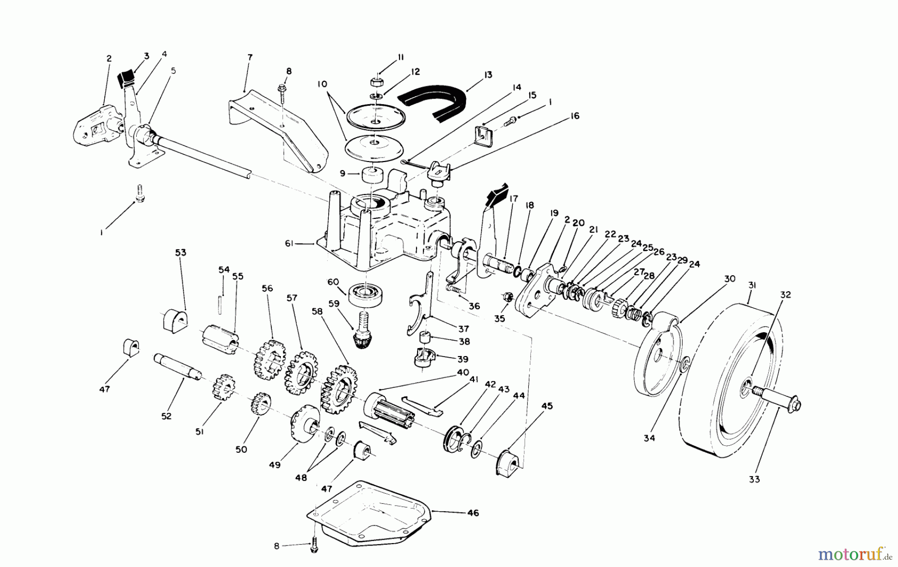  Toro Neu Mowers, Walk-Behind Seite 2 26620BG - Toro Lawnmower, 1990 (0009001-0999999) GEAR CASE ASSEMBLY (MODEL 26620B-0900862 & UP, MODEL 26620BG-0901242 & UP)
