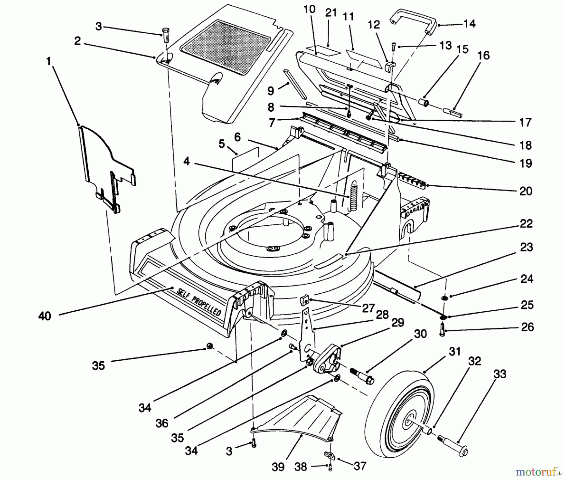  Toro Neu Mowers, Walk-Behind Seite 2 26621B - Toro Lawnmower, 1991 (1000001-1999999) HOUSING ASSEMBLY